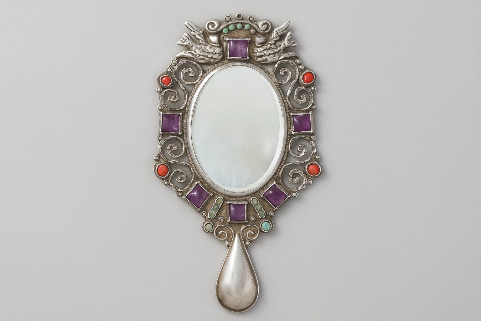 MATL (Matilde Poulat) Dove Mirror with Turquoise and Amethyst
