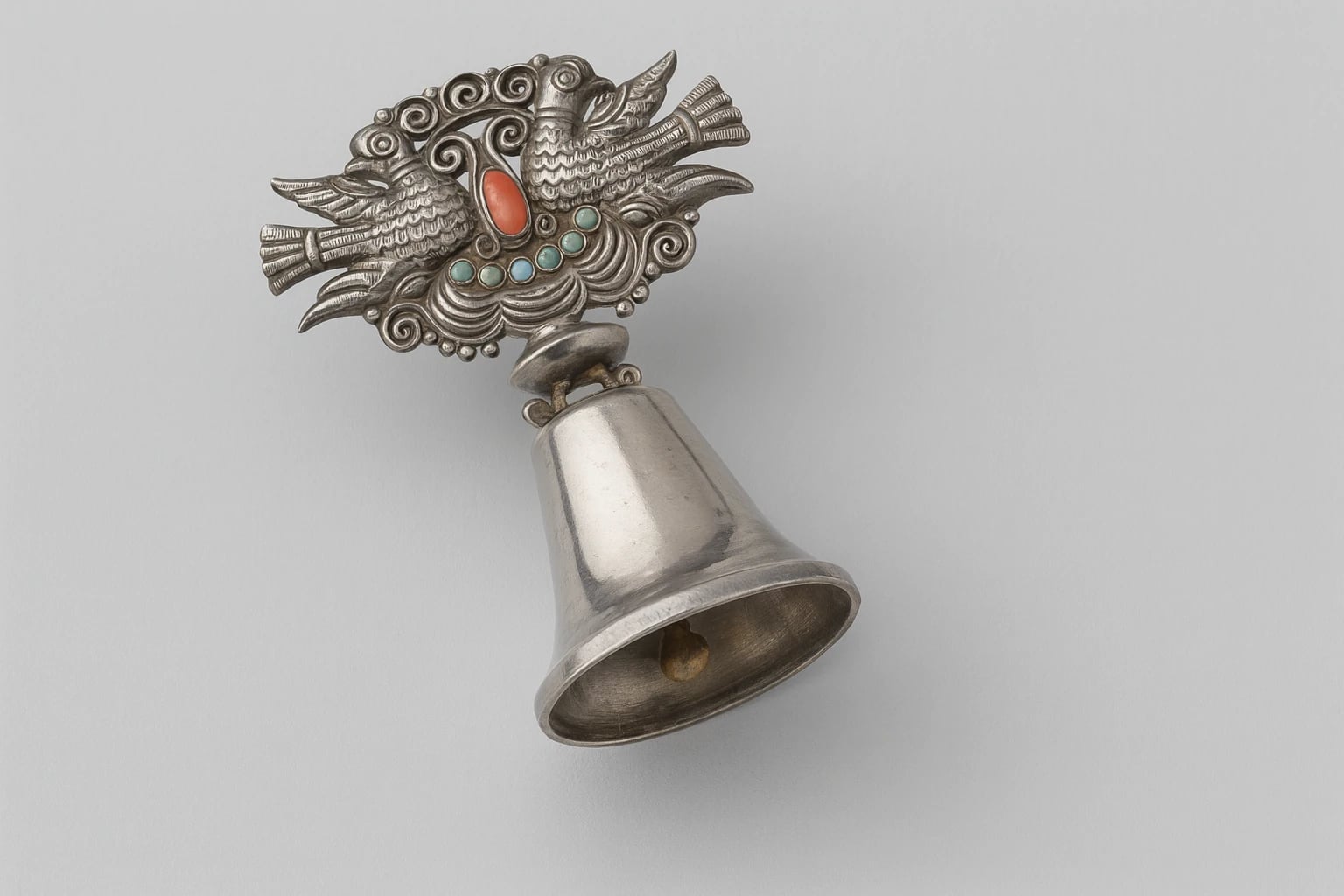 MATL (Matilde Poulat) Bird Bell with Turquoise and Coral