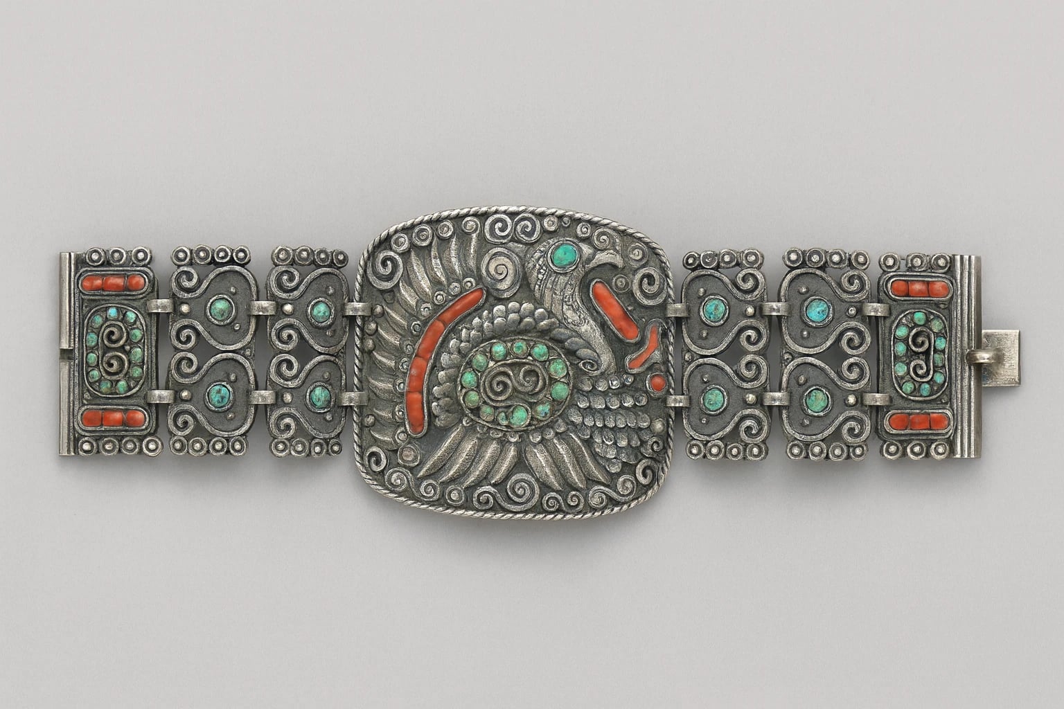 MATL (Matilde Poulat) Central-Medallion Bracelet with Turquoise and Coral