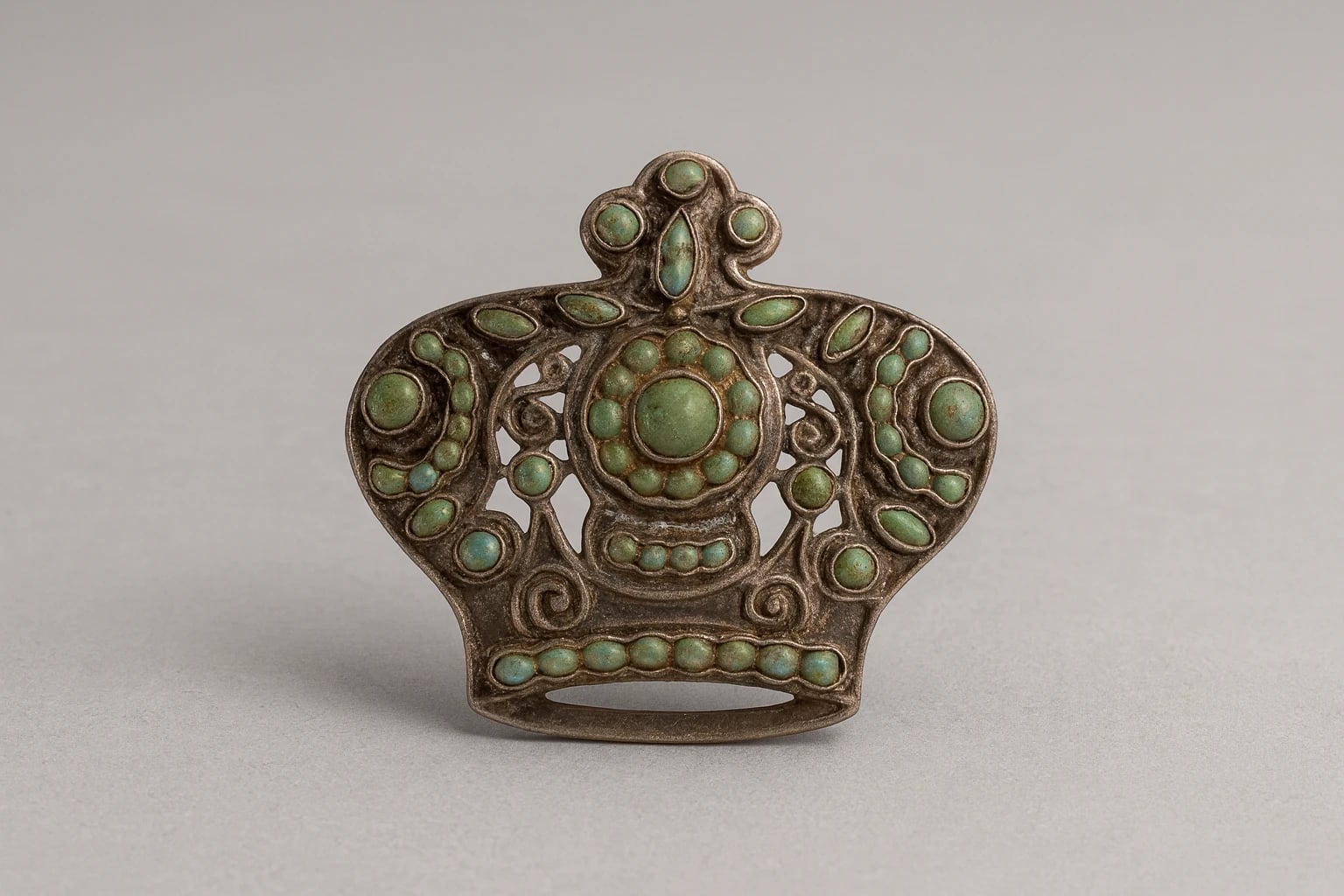 MATL (Matilde Poulat) Crown Brooch with Turquoise