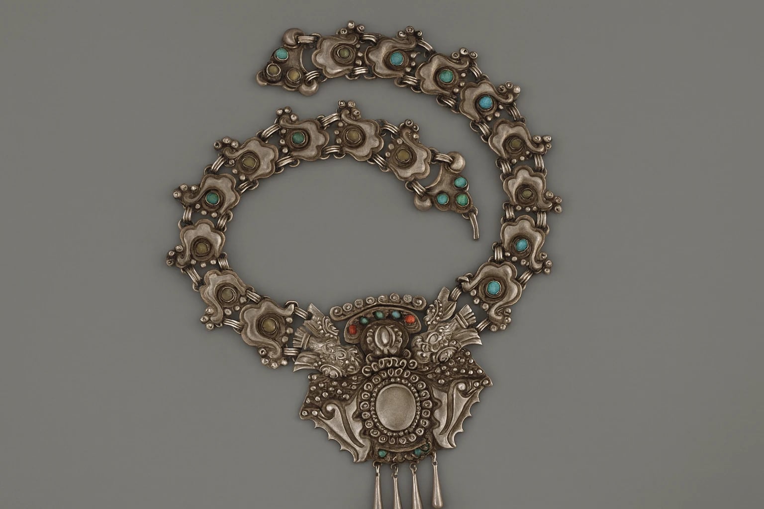 MATL (Matilde Poulat) Floral Fringe Necklace with Turquoise