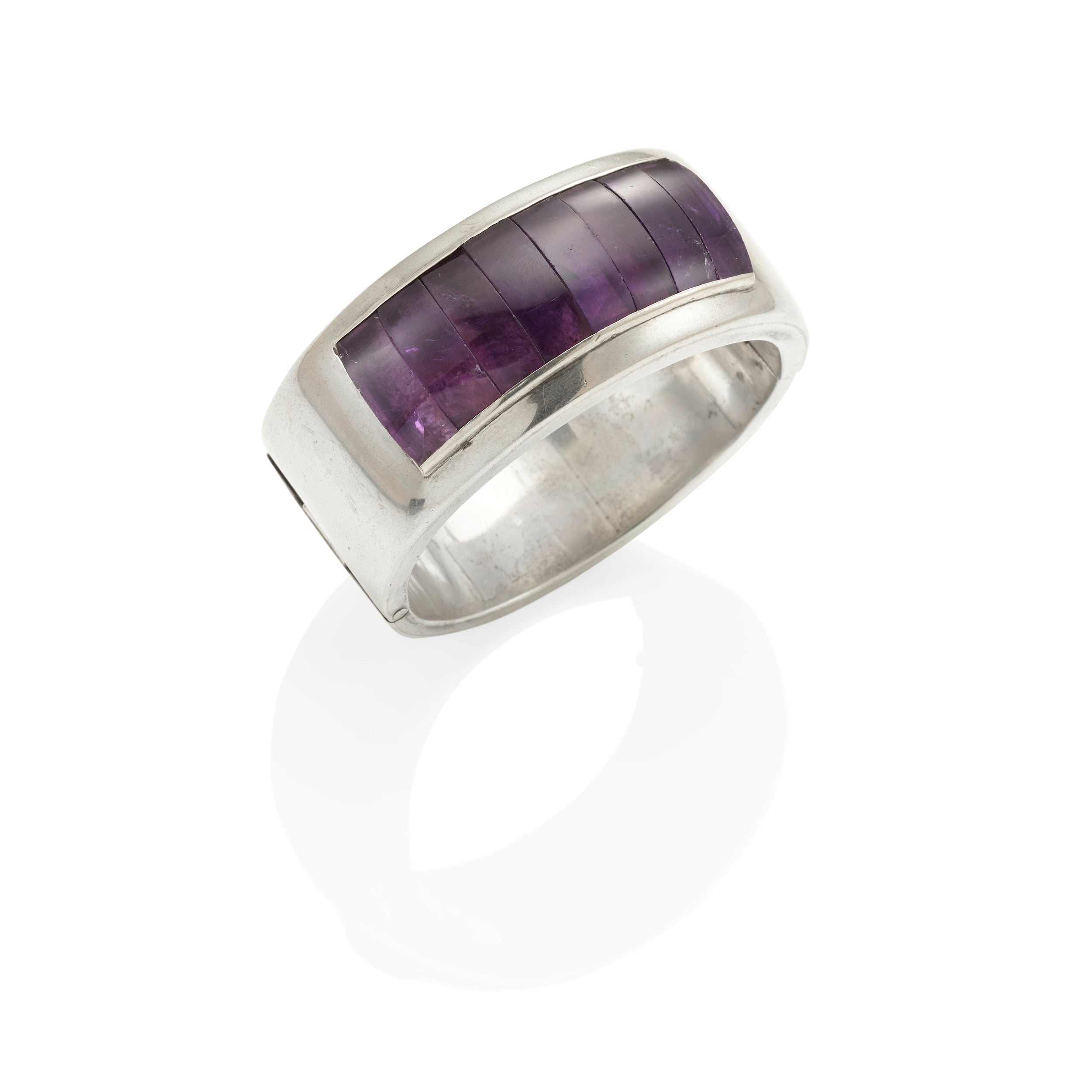 Antonio Pineda Silver and Amethyst Cabochon Bracelet