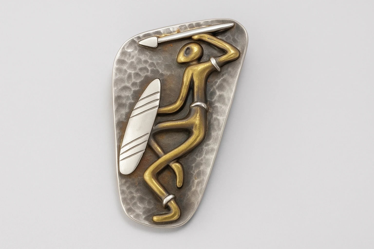 Salvador Terán Warrior with Shield and Spear Brooch