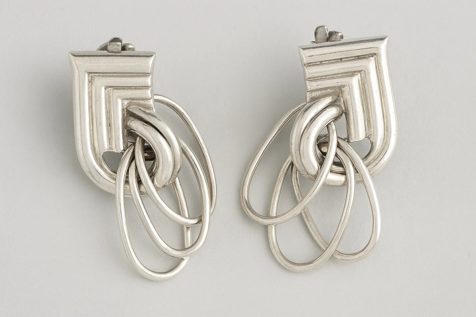 William Spratling Three Hoop Swirl Earrings