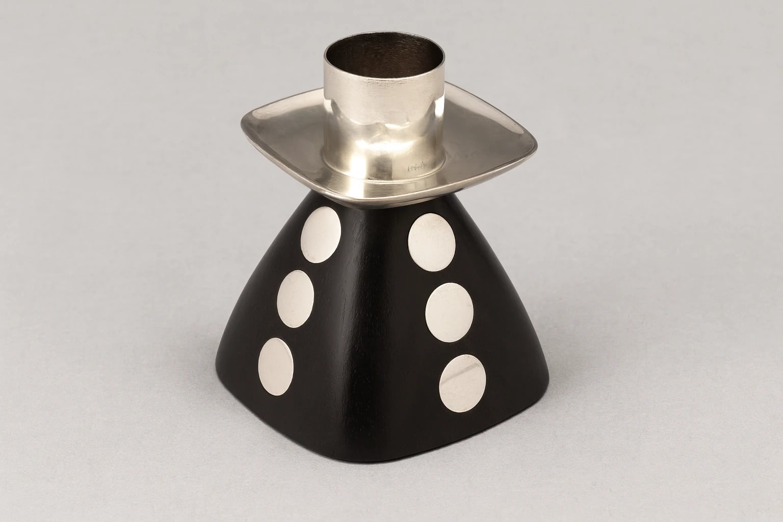 William Spratling Silver Button Ebony Candlestick