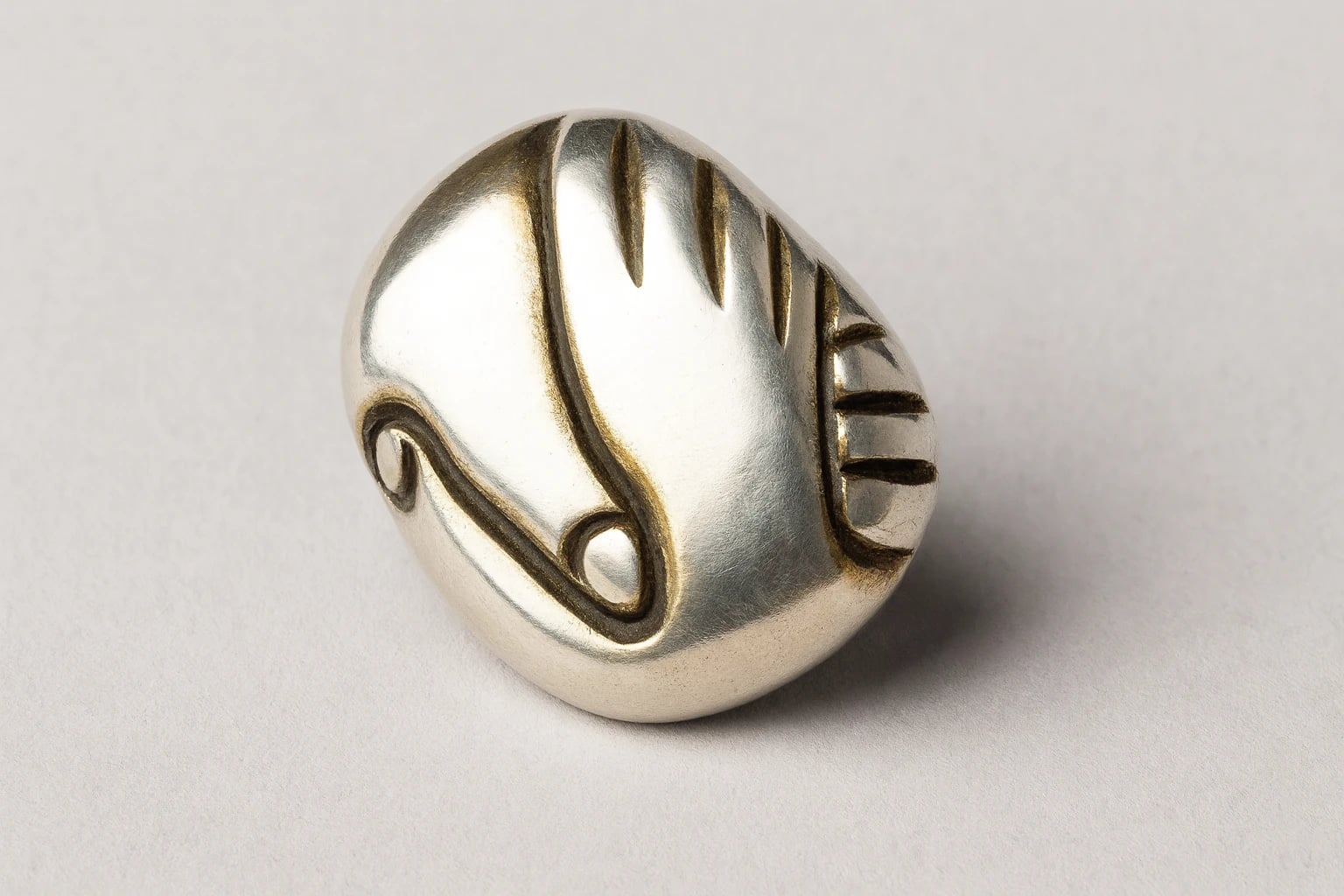 William Spratling Oval Silver Button of Clasped Hands