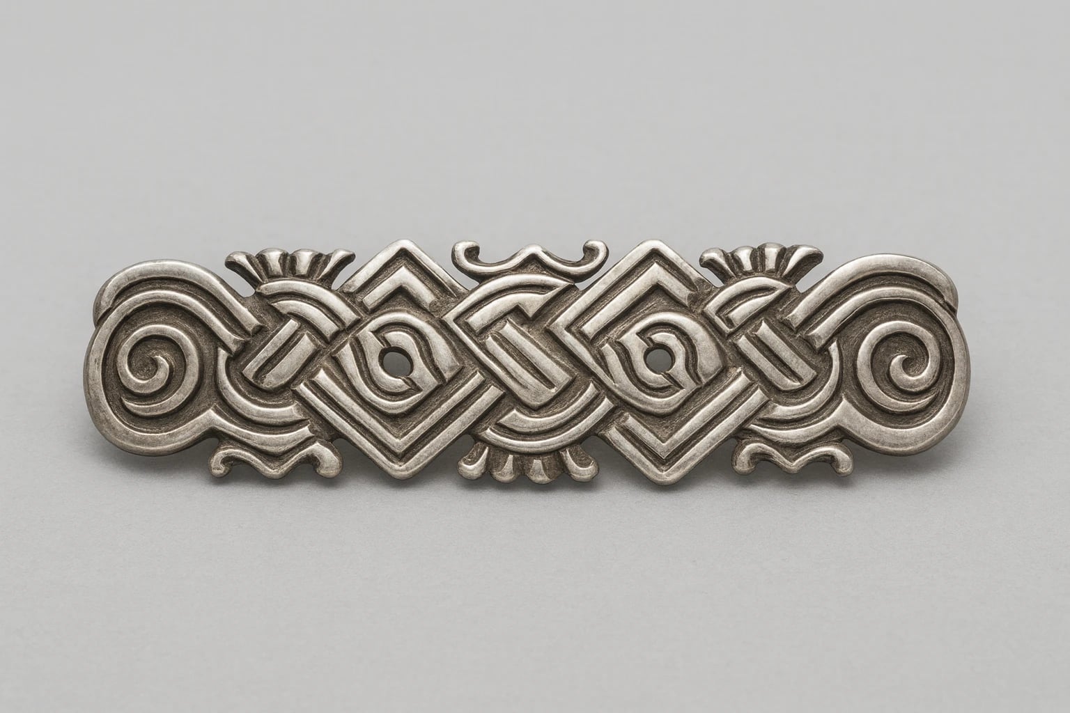 William Spratling Carved Aztec Style Silson Horizontal Brooch