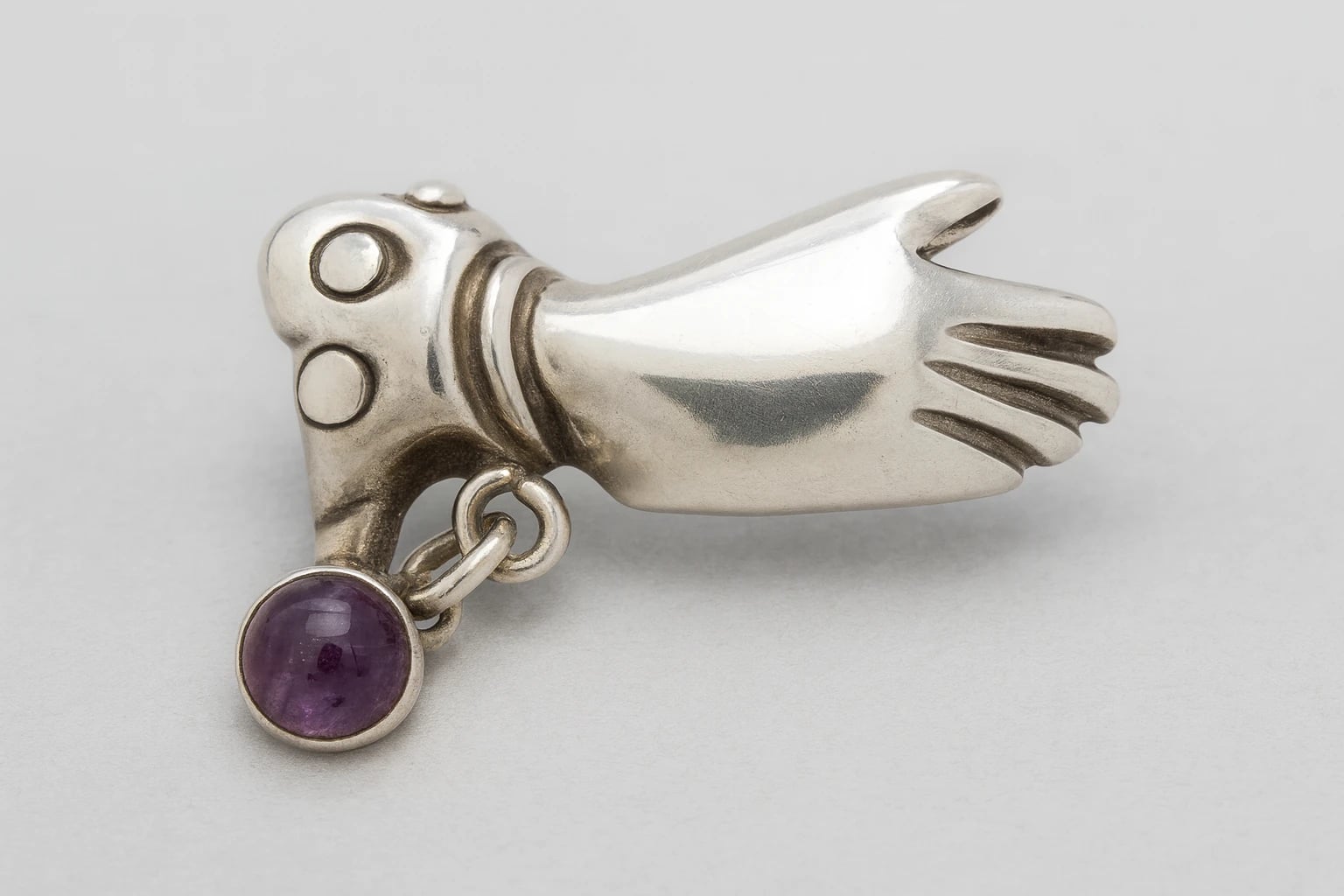 William Spratling Amethyst Hand Earrings