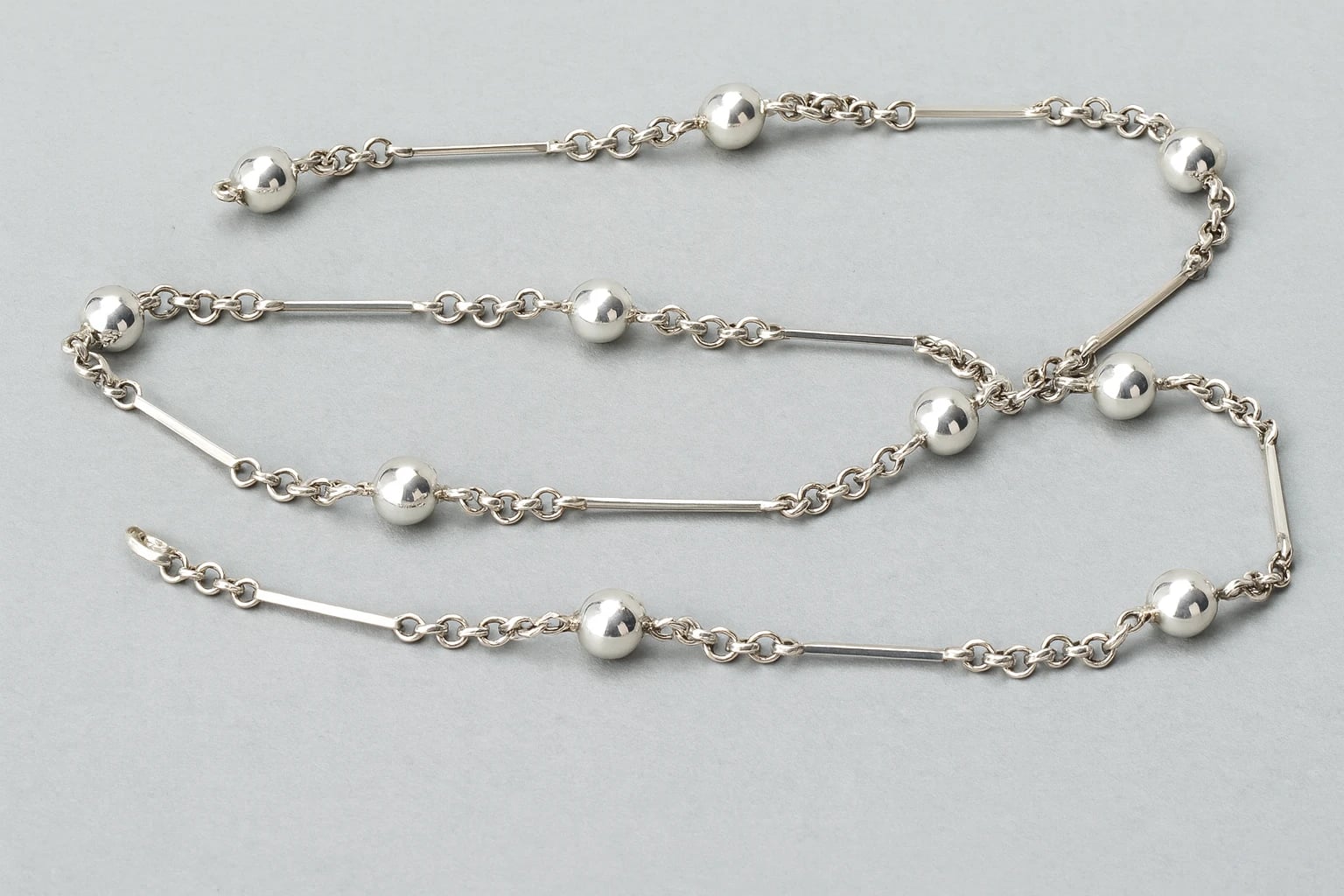 William Spratling Long Silver Ball Necklace