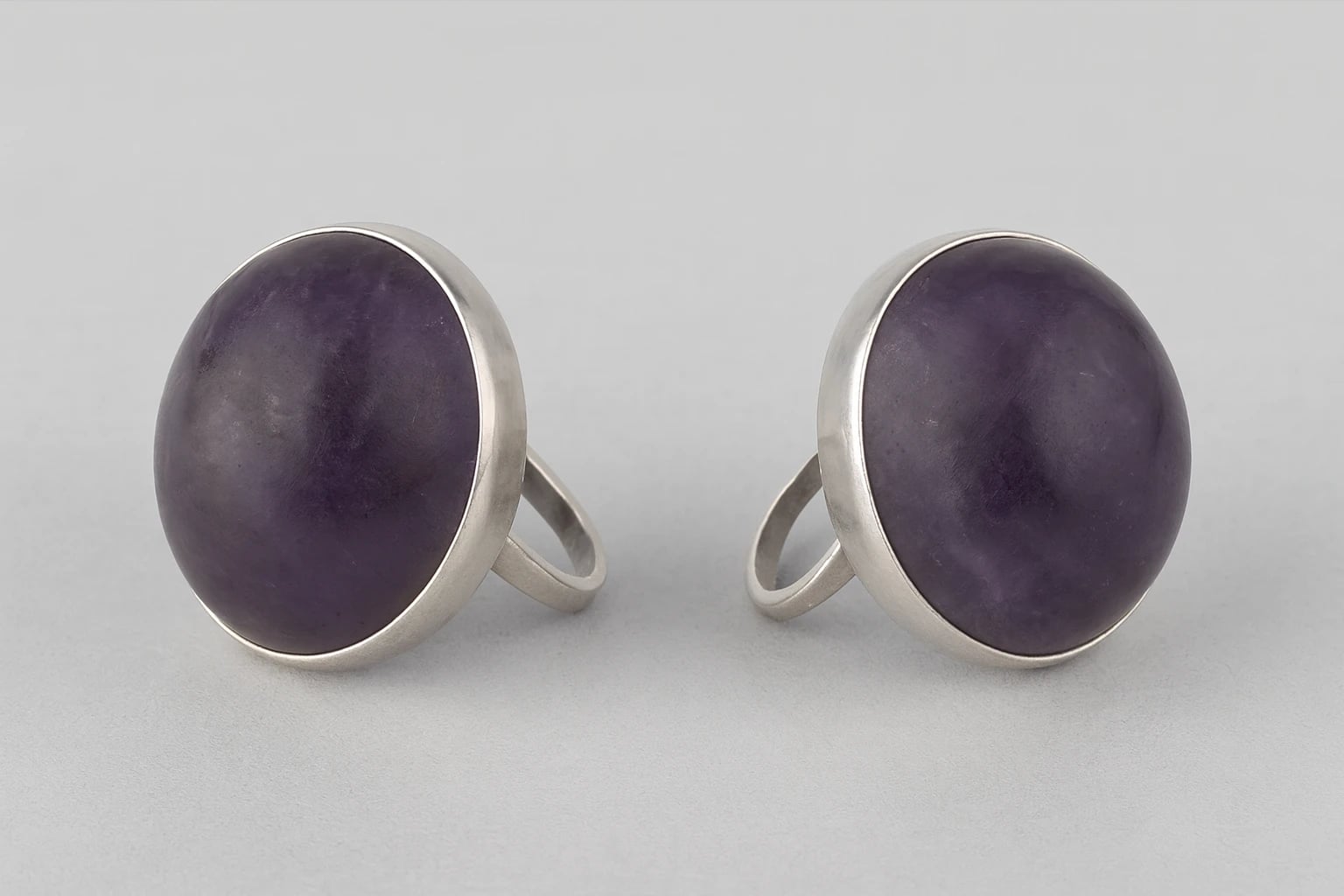 William Spratling Round Cabochon Amethyst Earrings