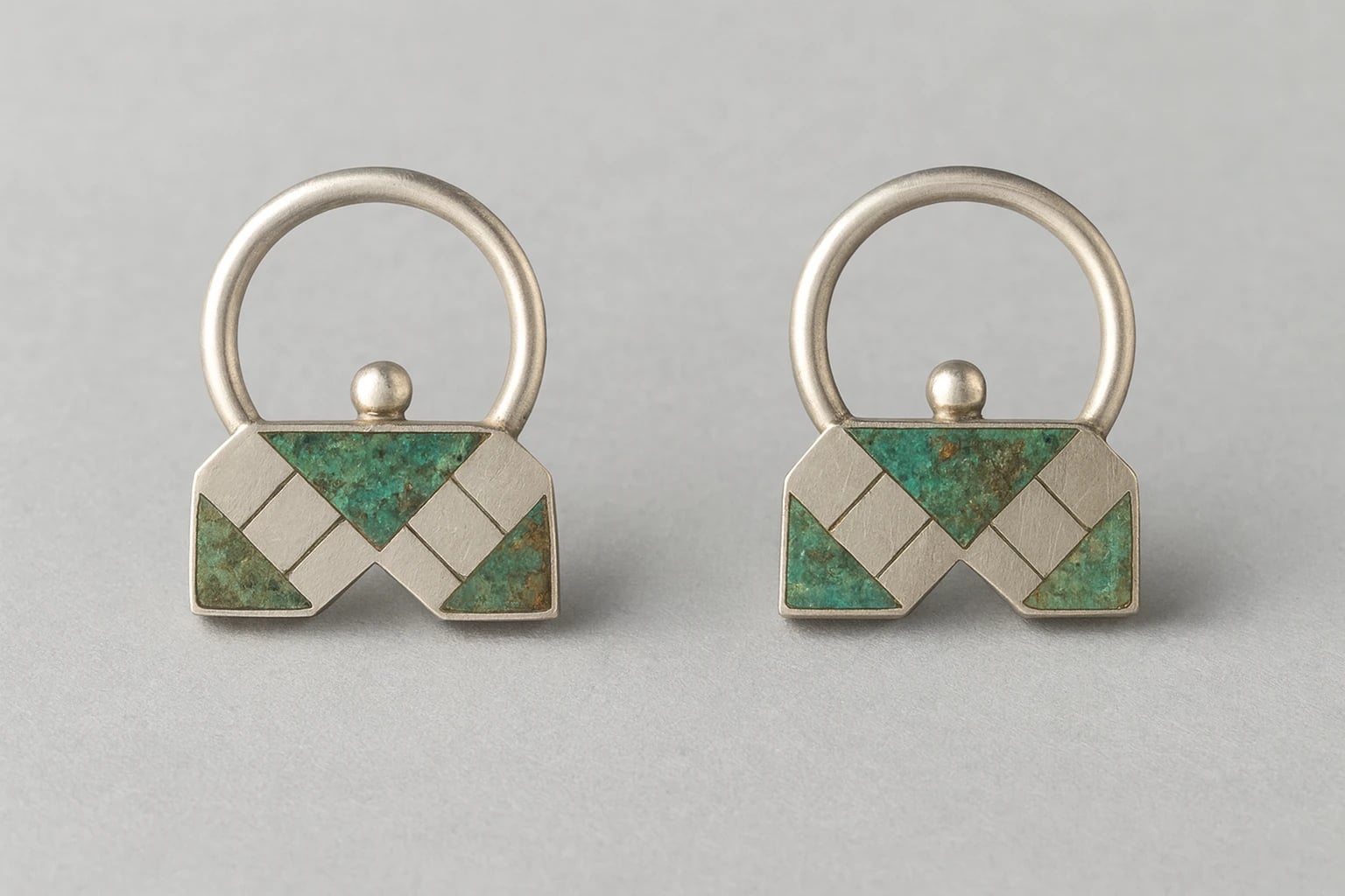 William Spratling Azur Malachite Loop Earrings