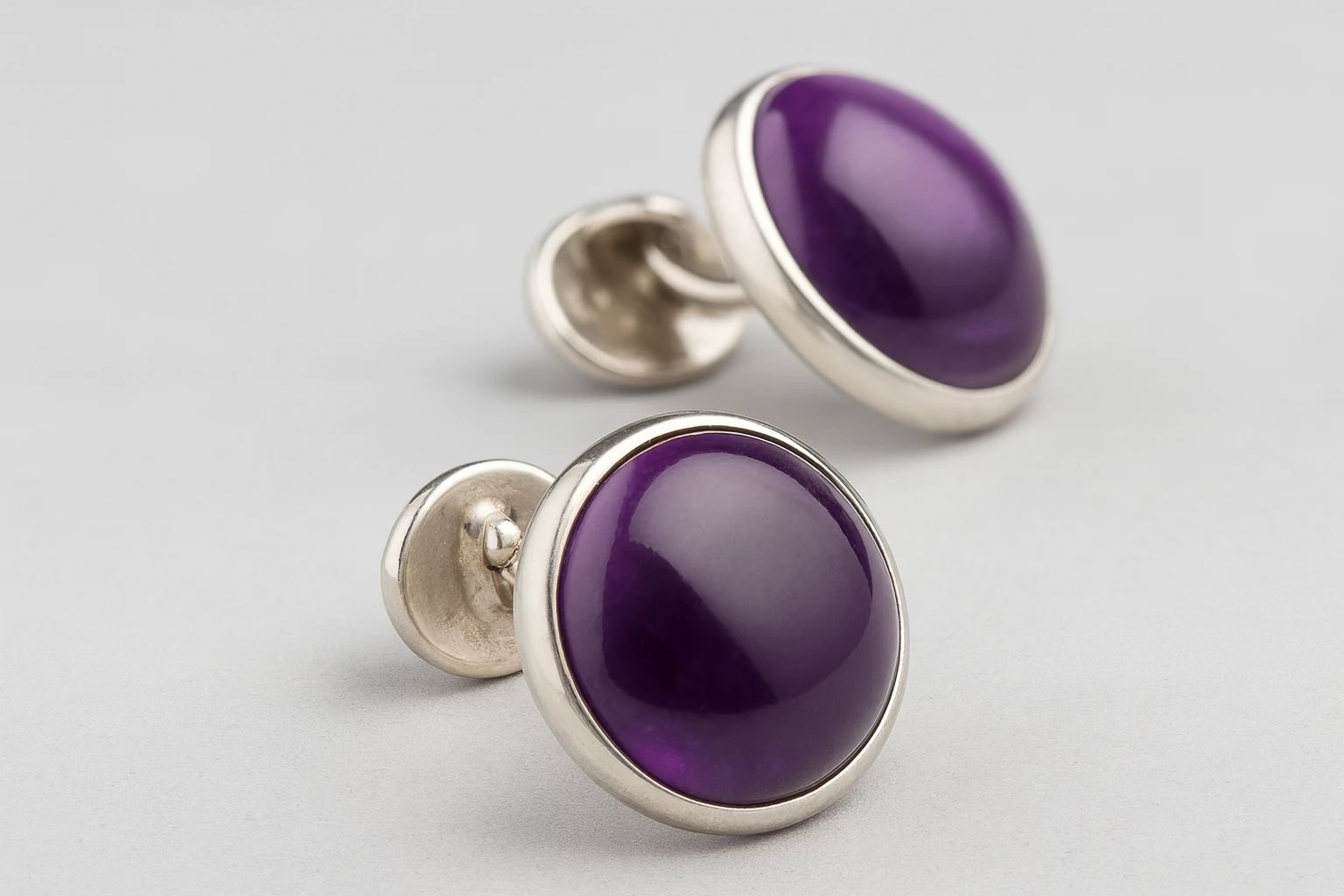 William Spratling Amethyst Cabochon Cuff Links