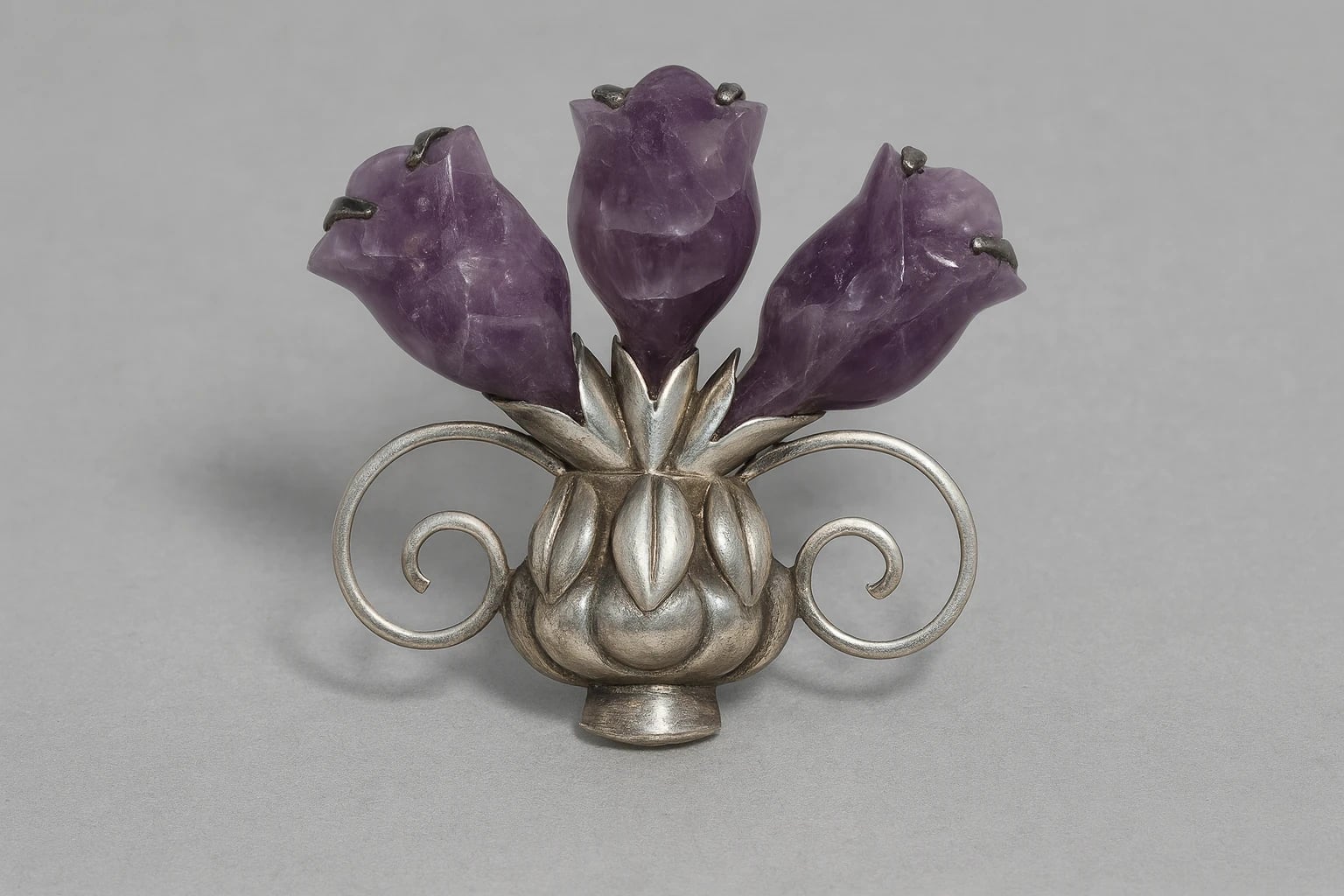 William Spratling Amethyst Flower Vase Brooch