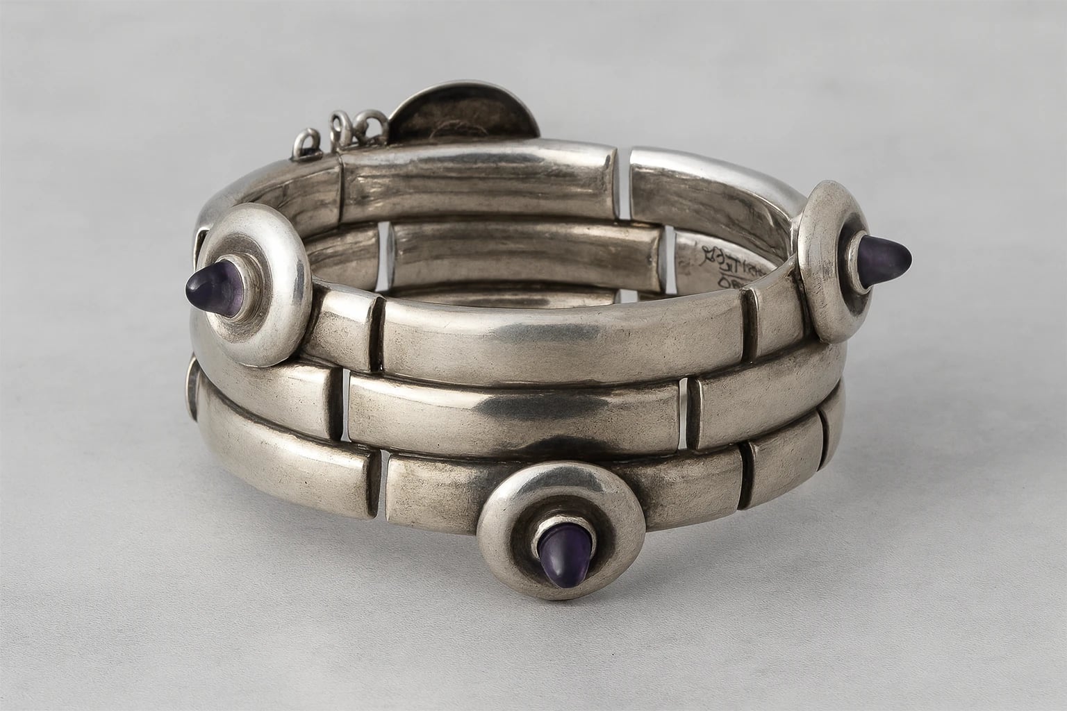 William Spratling Amethyst Tube Bracelet