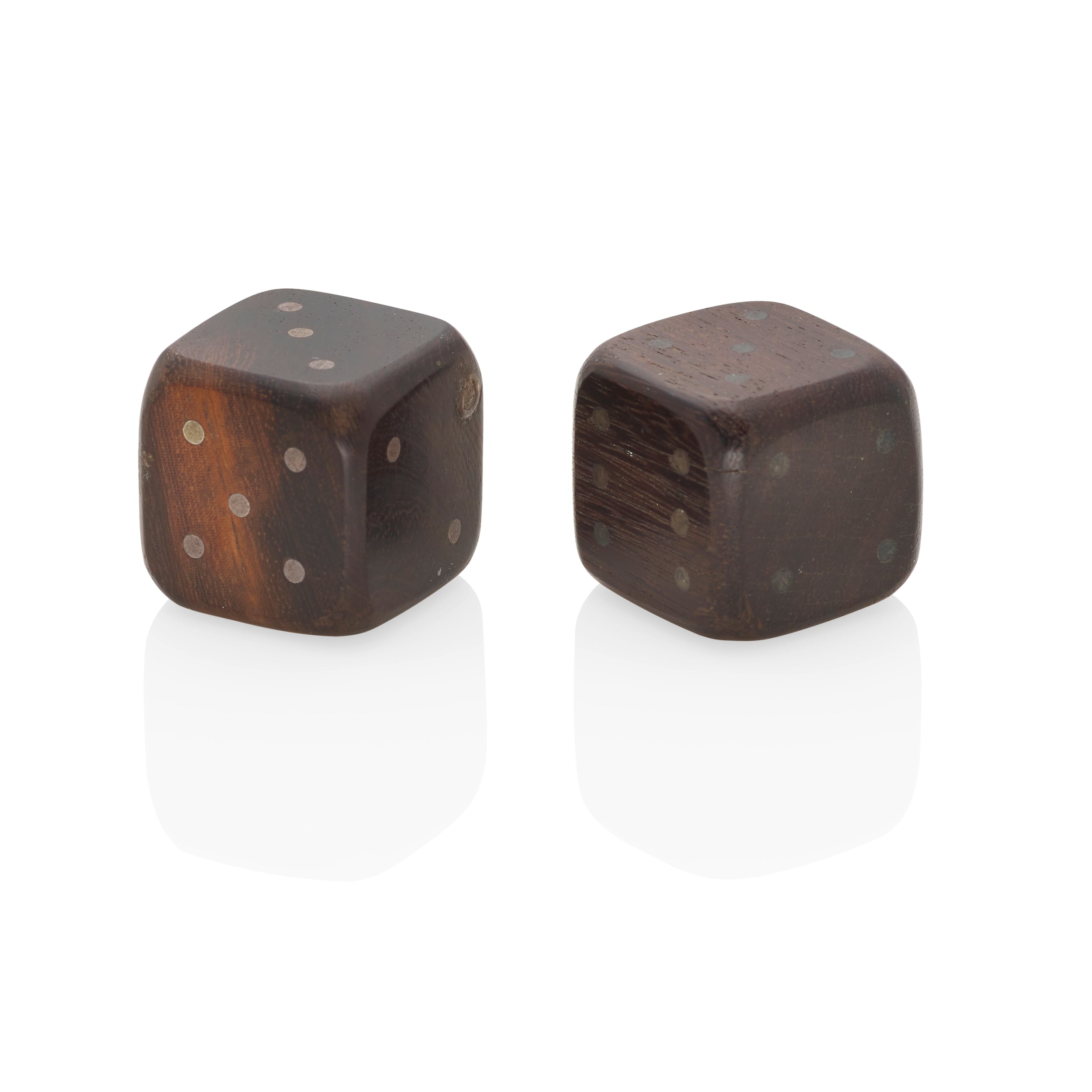 William Spratling Rosewood Dice with Inset Silver Discs