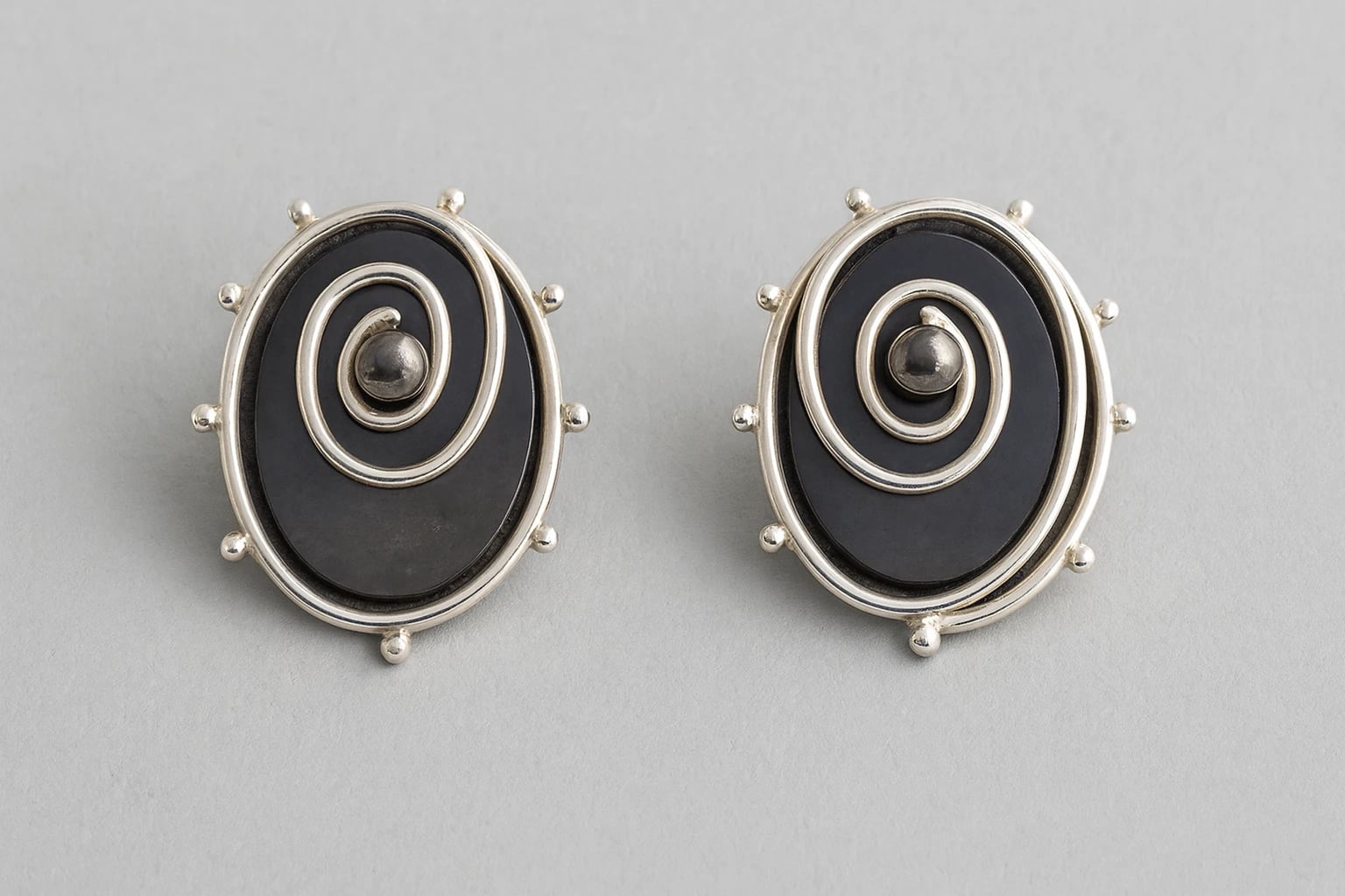 William Spratling Obsidian Disc Earrings