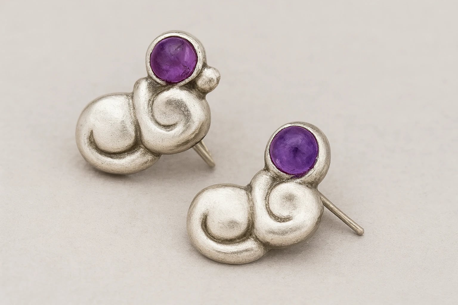 William Spratling Amethyst Conch Shell Earrings