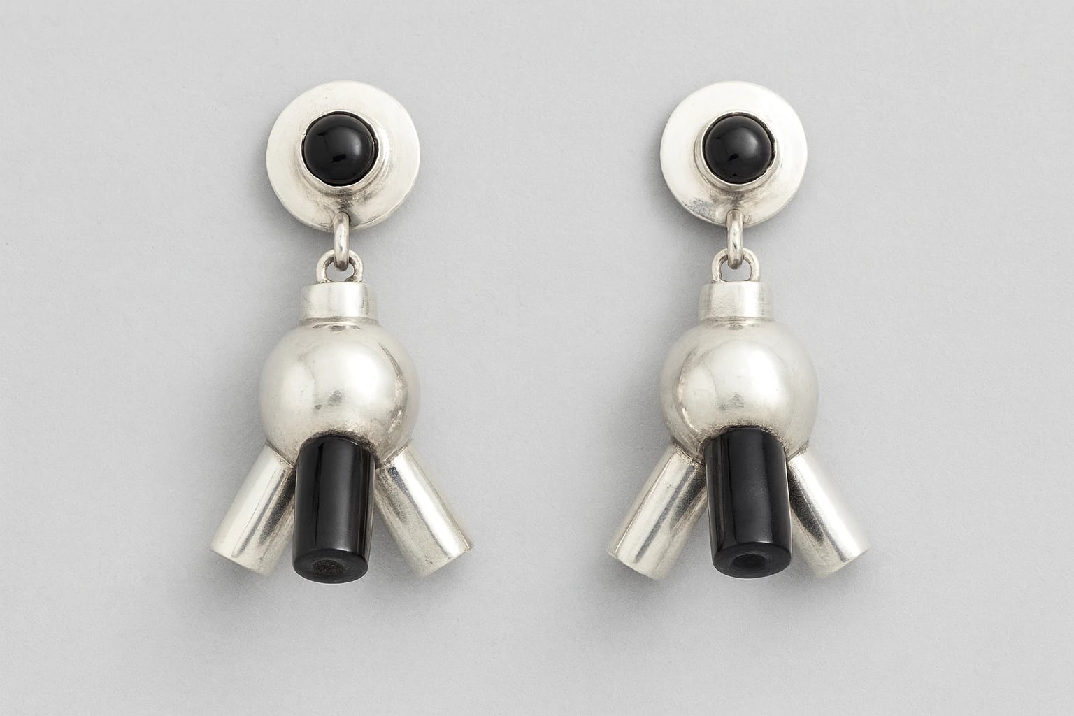 William Spratling Round Urn Earrings with Three Feet