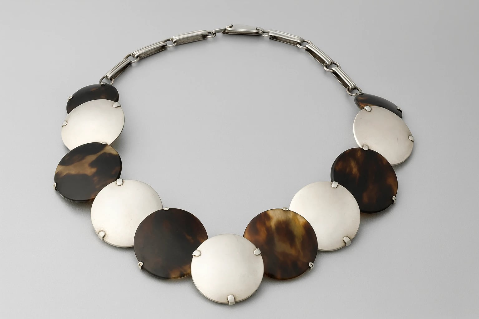 William Spratling Tortoise Shell Disc Necklace