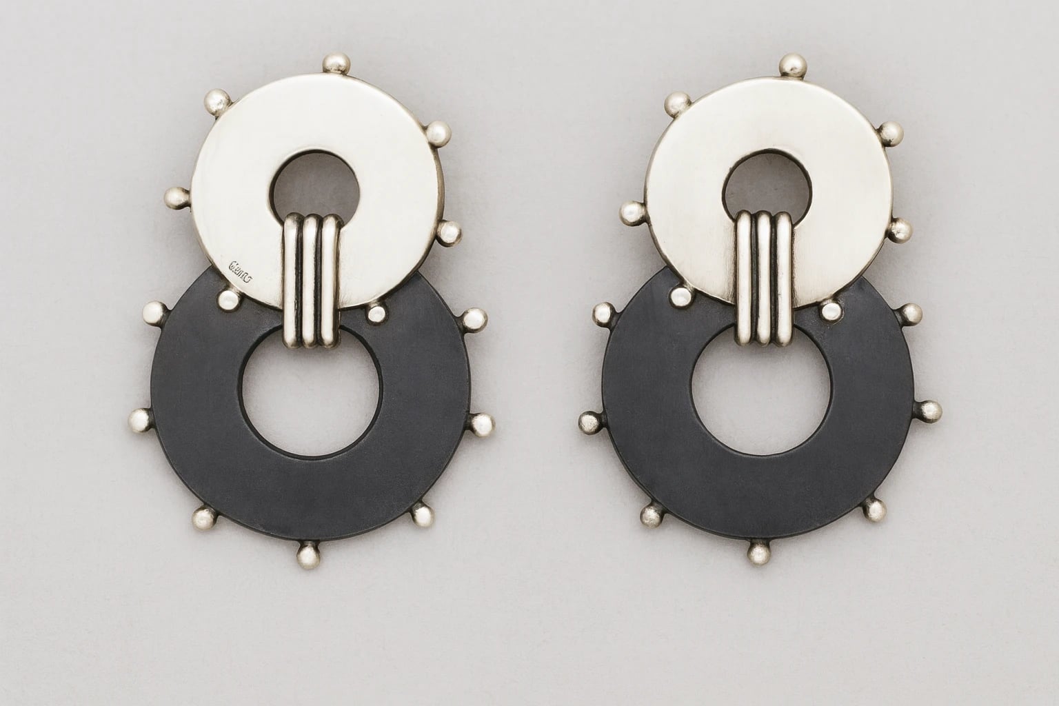 William Spratling Ebony Circle Earrings