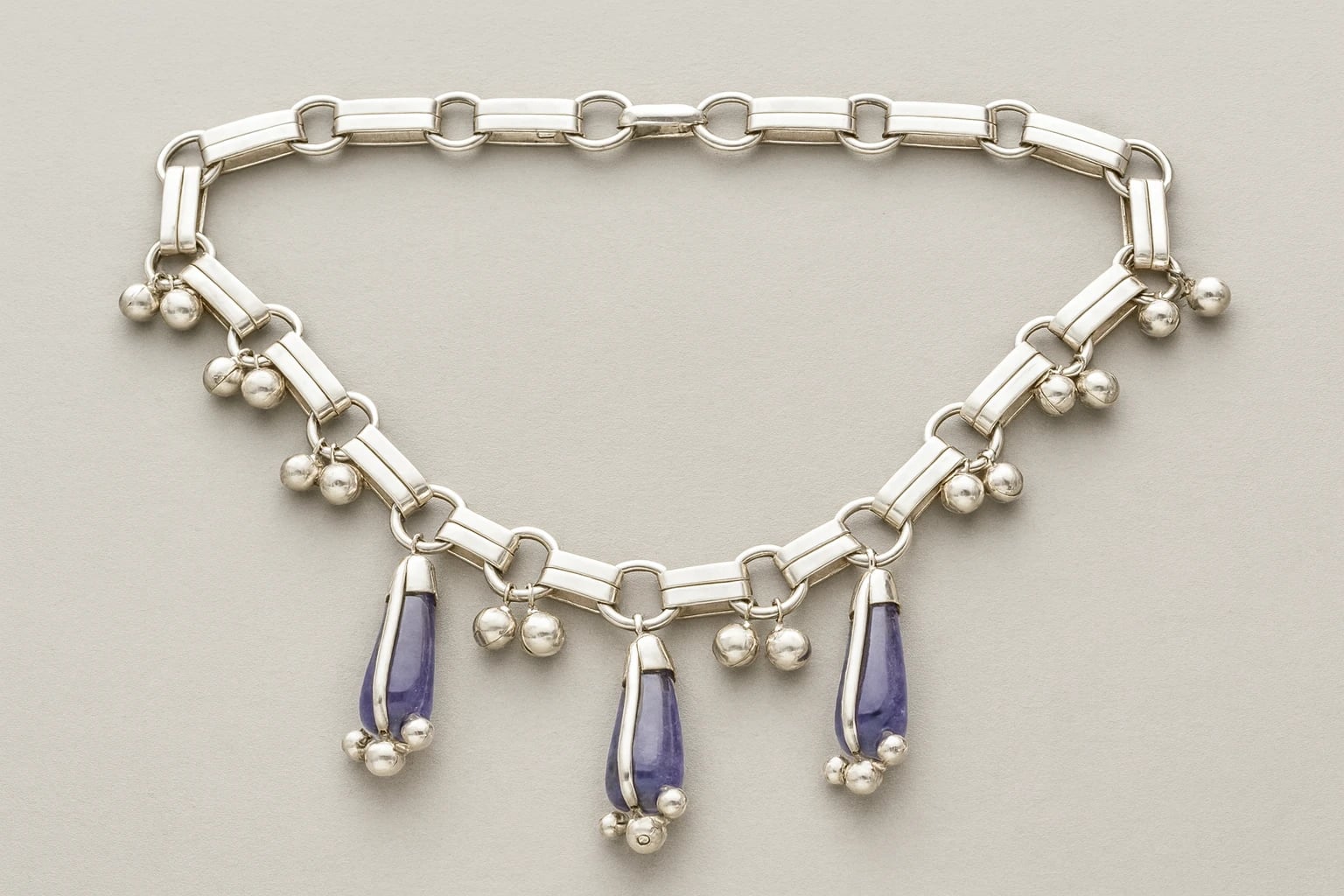 William Spratling Amethyst Teardrop Ribbon Necklace