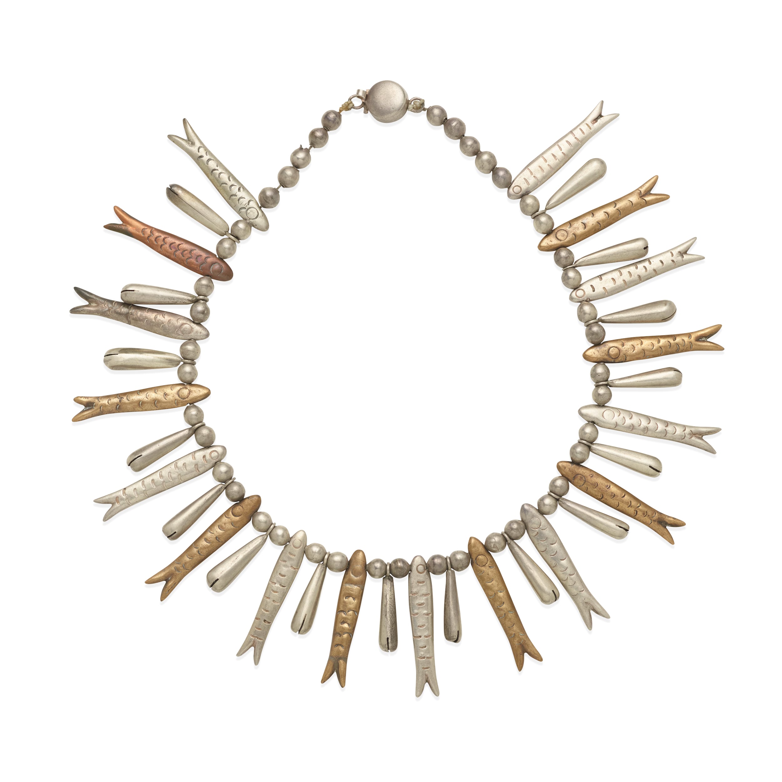William Spratling Necklace of 8 Silver Fish