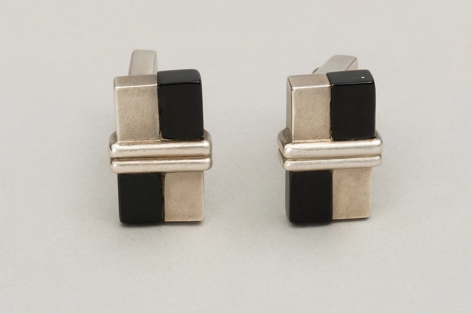 William Spratling Obsidian Rectangle Cuff Links