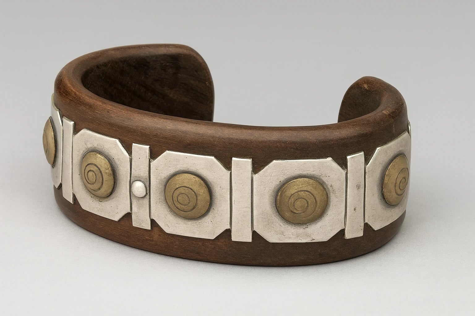 William Spratling Rosewood Bracelet with Applied Silver Band