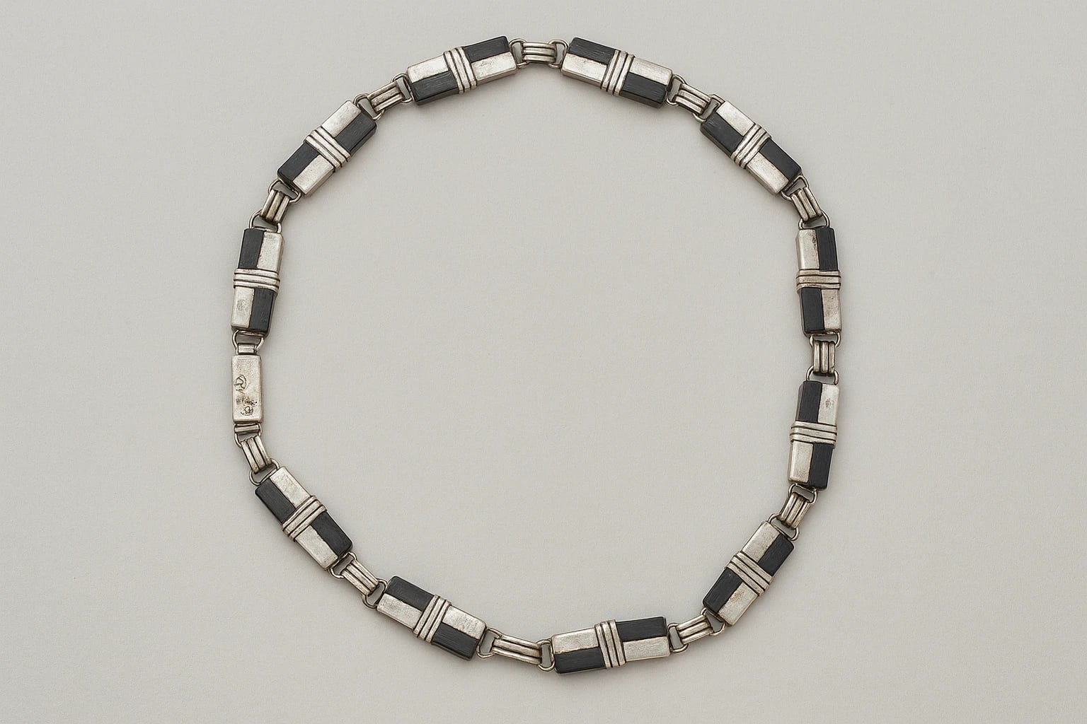 William Spratling Necklace of Rectangles with Alternating Quarters
