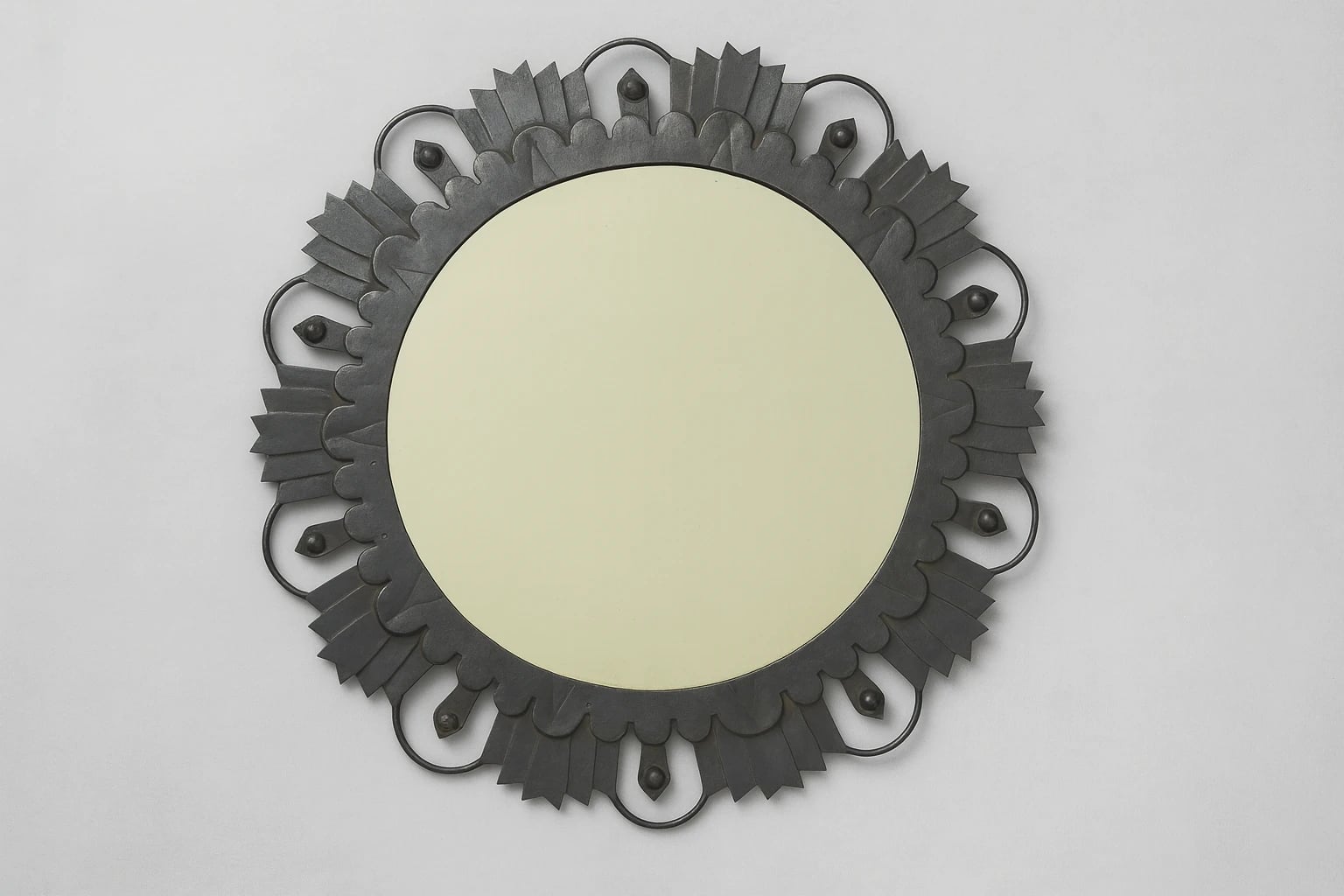 William Spratling Round Tin Hanging Mirror