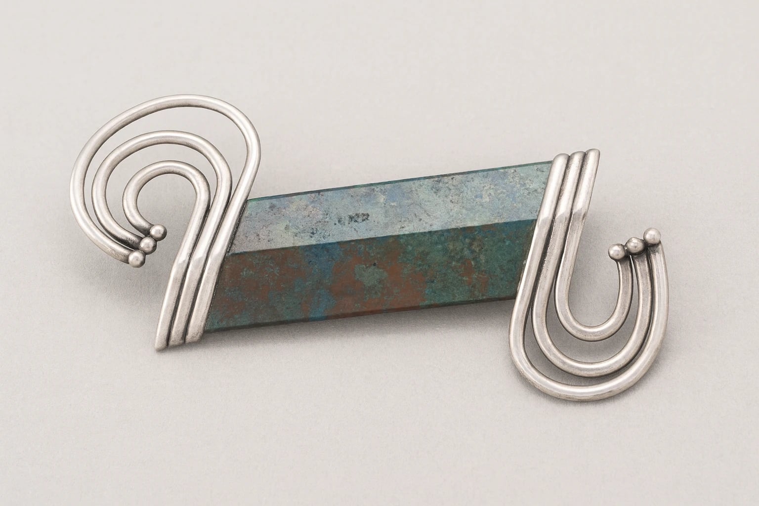 William Spratling Azur Malachite Bar Brooch