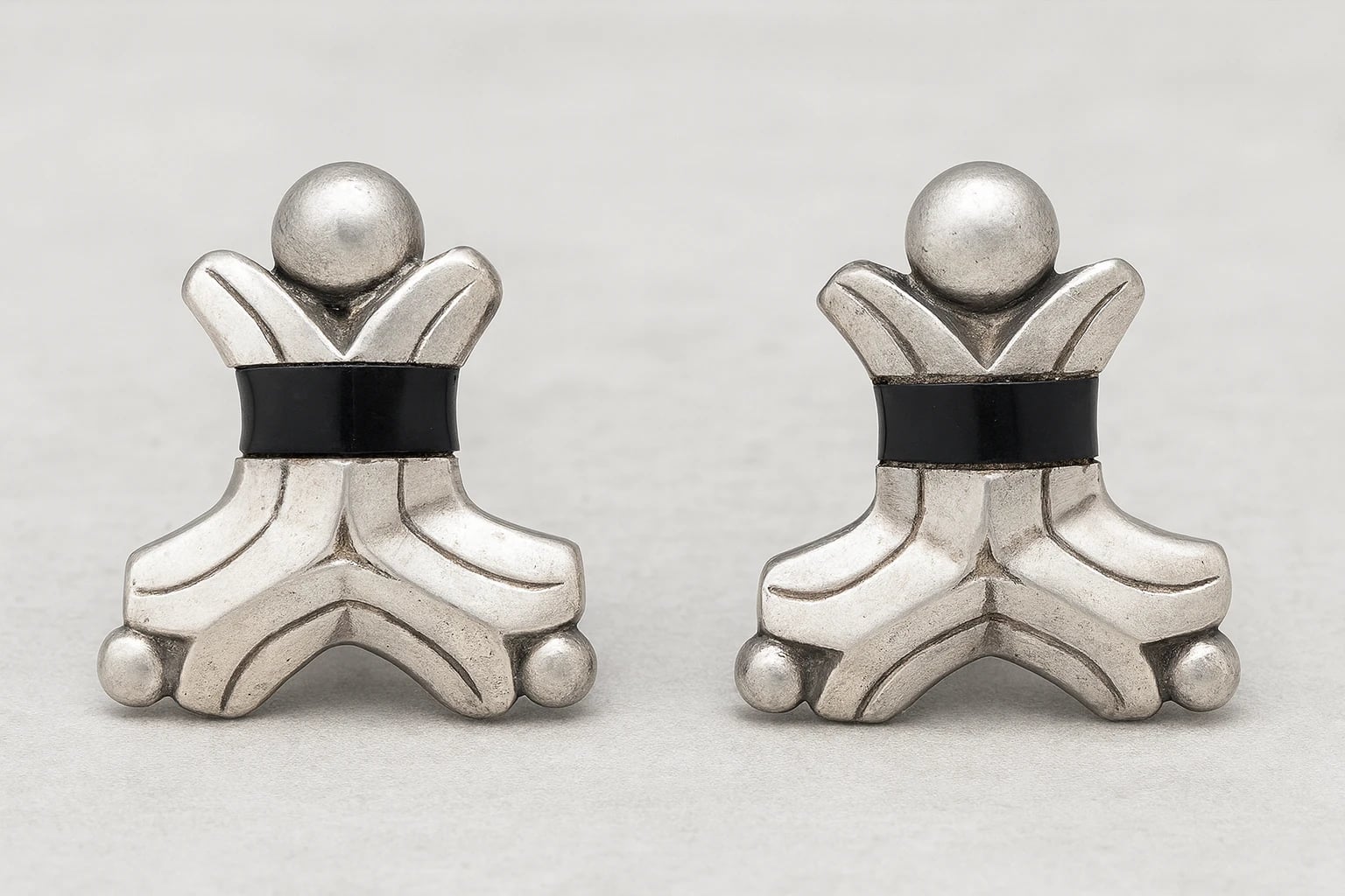 William Spratling Obsidian Band Earrings