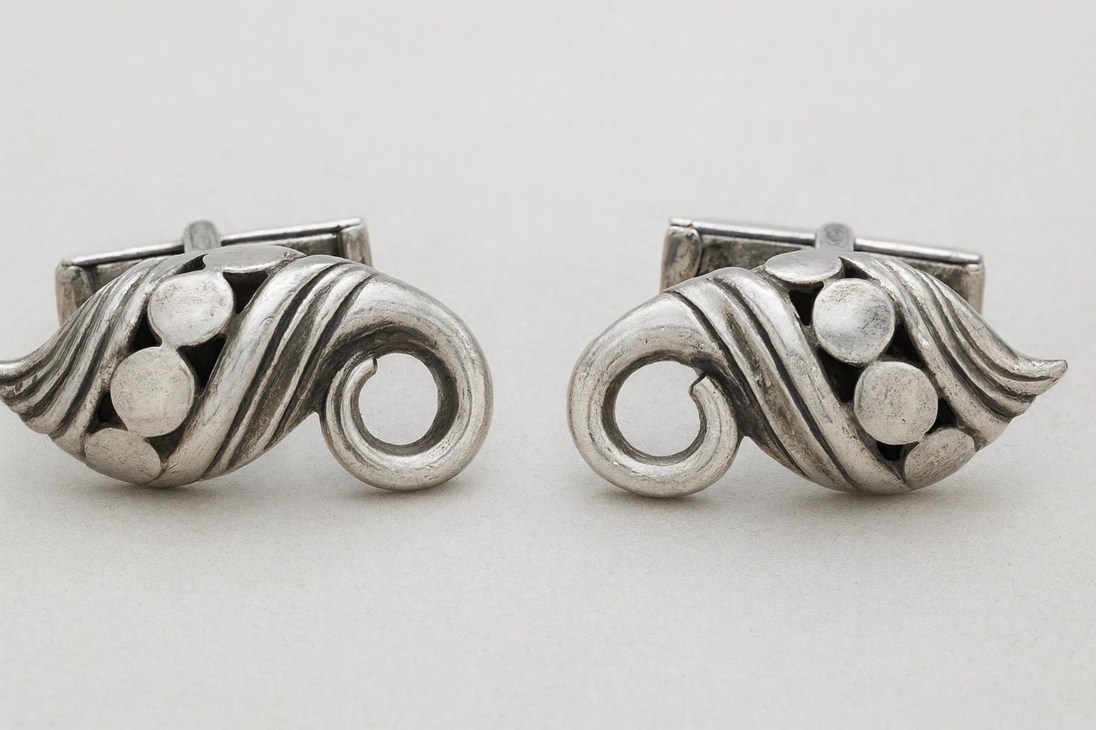 William Spratling Wrought Silver Shell Cuff Links