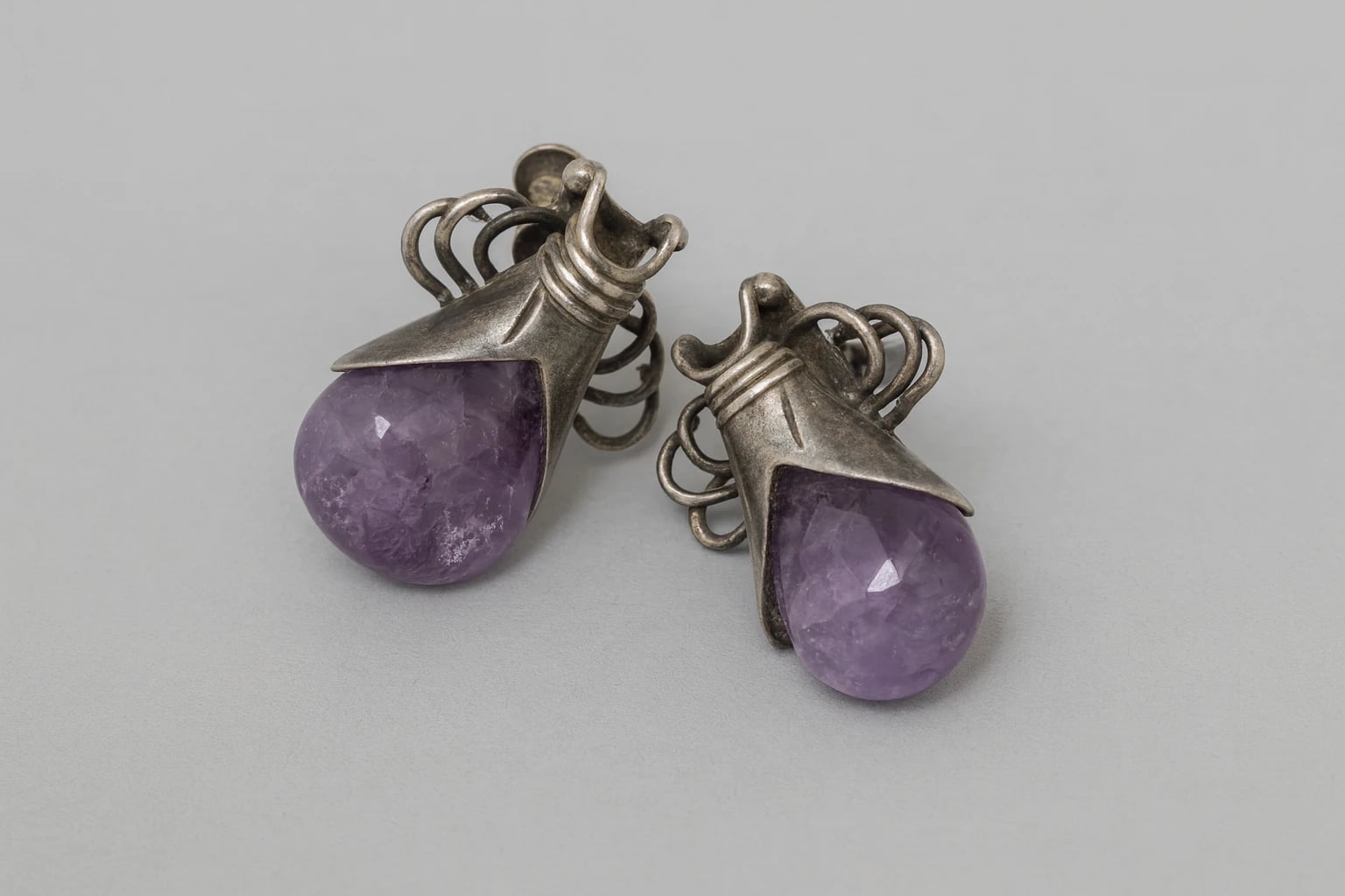 William Spratling Amethyst Bee Earrings