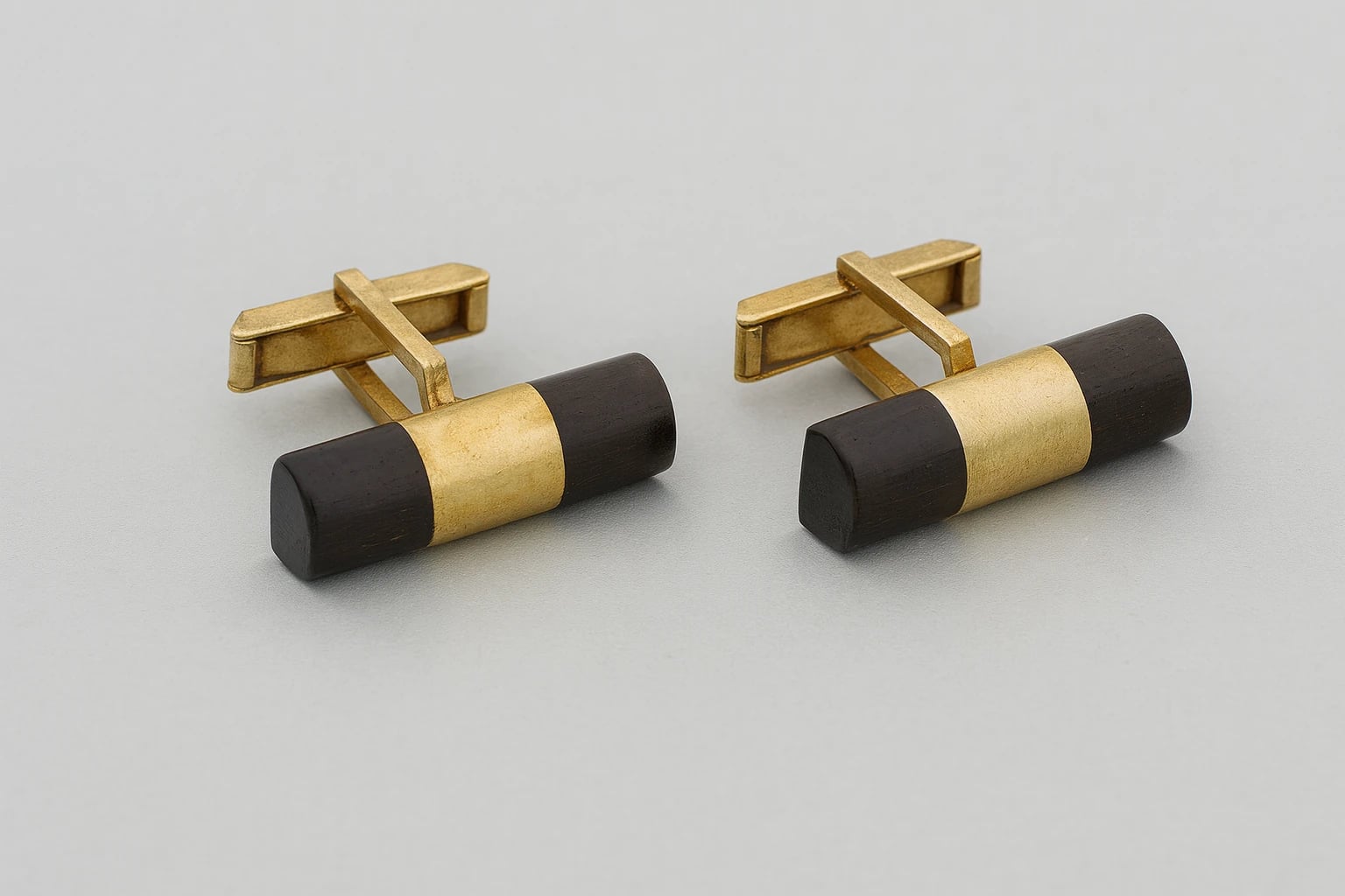 William Spratling Cufflinks of Ebony and Gilded Silver