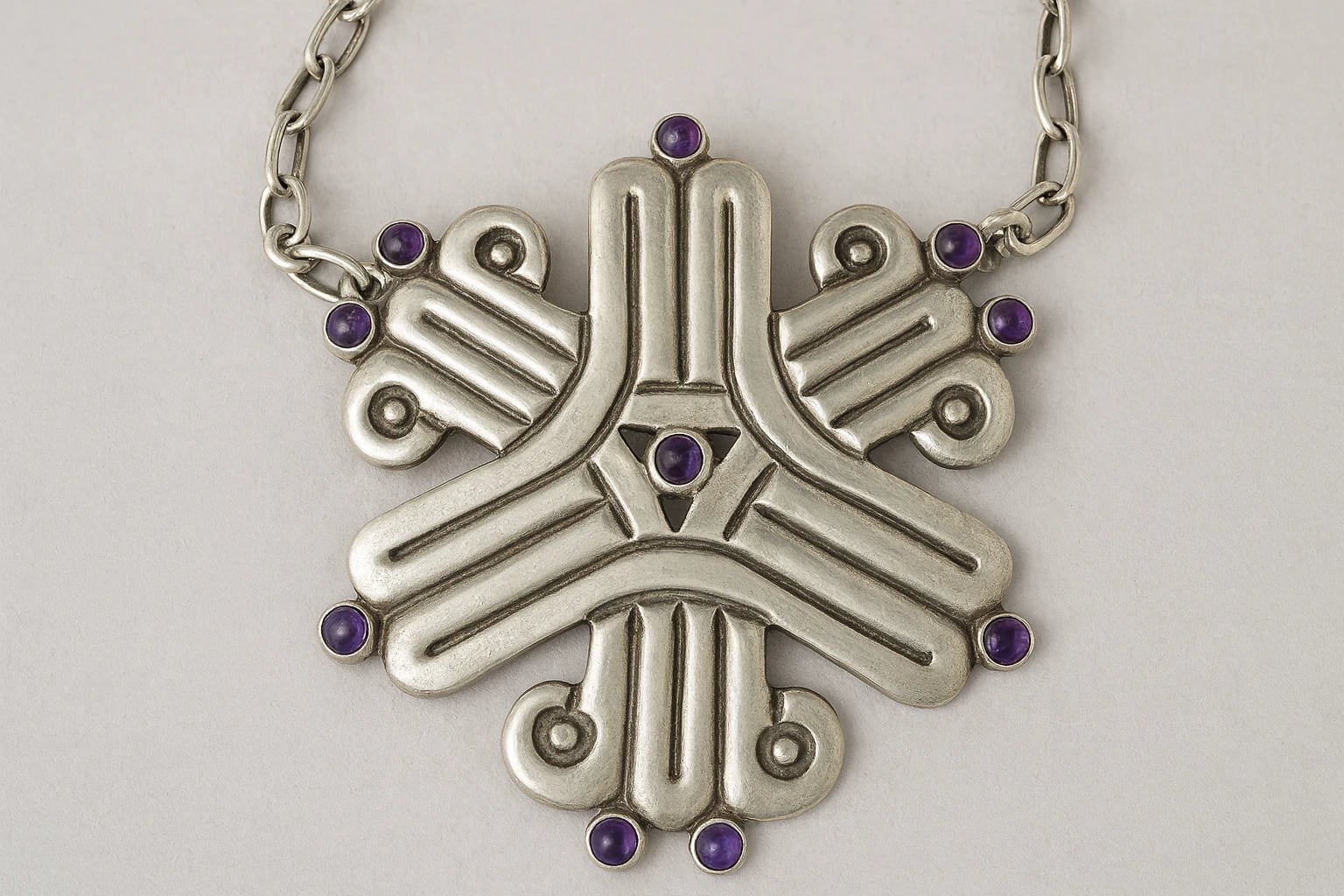 William Spratling Large Looped Amethyst Brooch