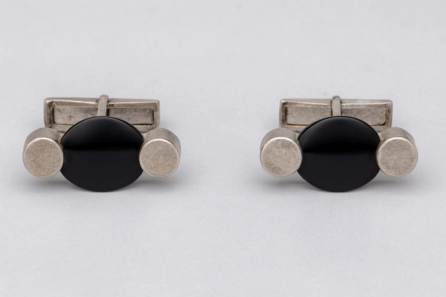 William Spratling Obsidian Oval Cuff Links