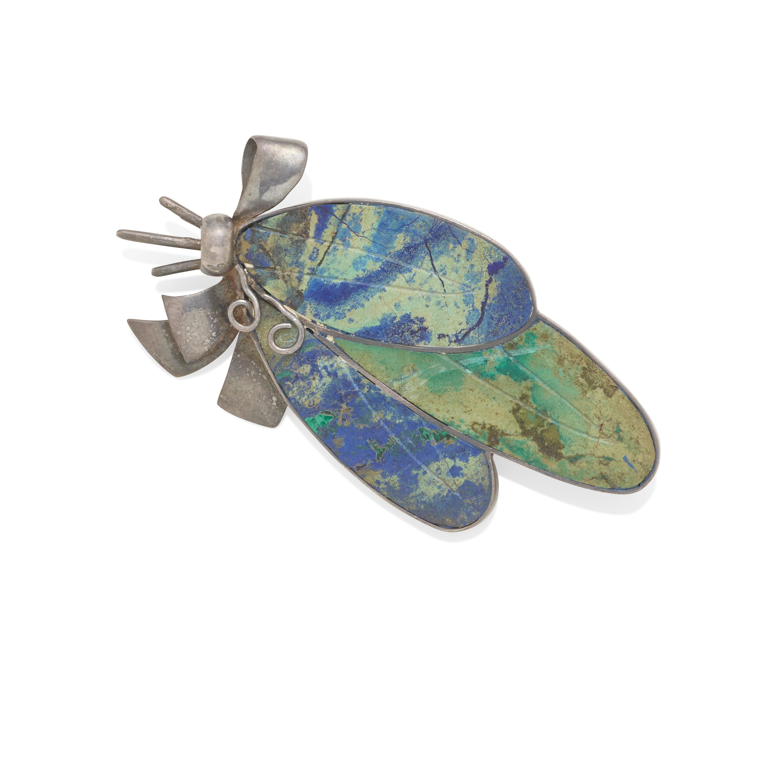 William Spratling Azur Malachite Leaf Brooch