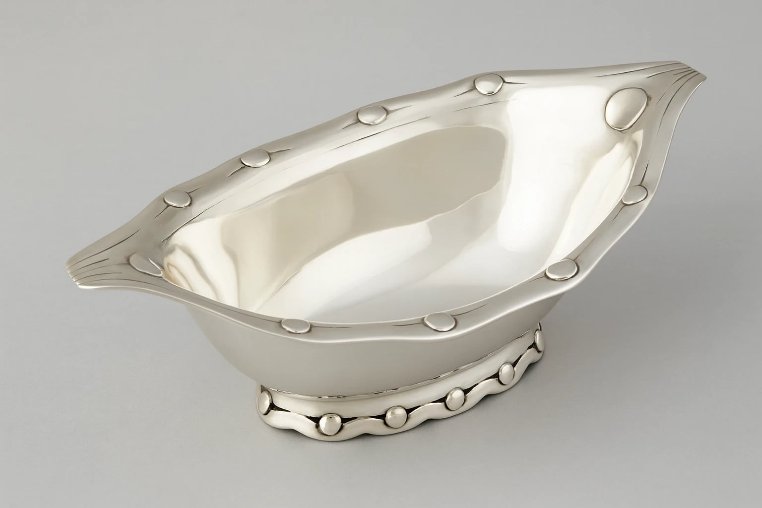 William Spratling Disco Pattern Oval Silver Sauce Bowl
