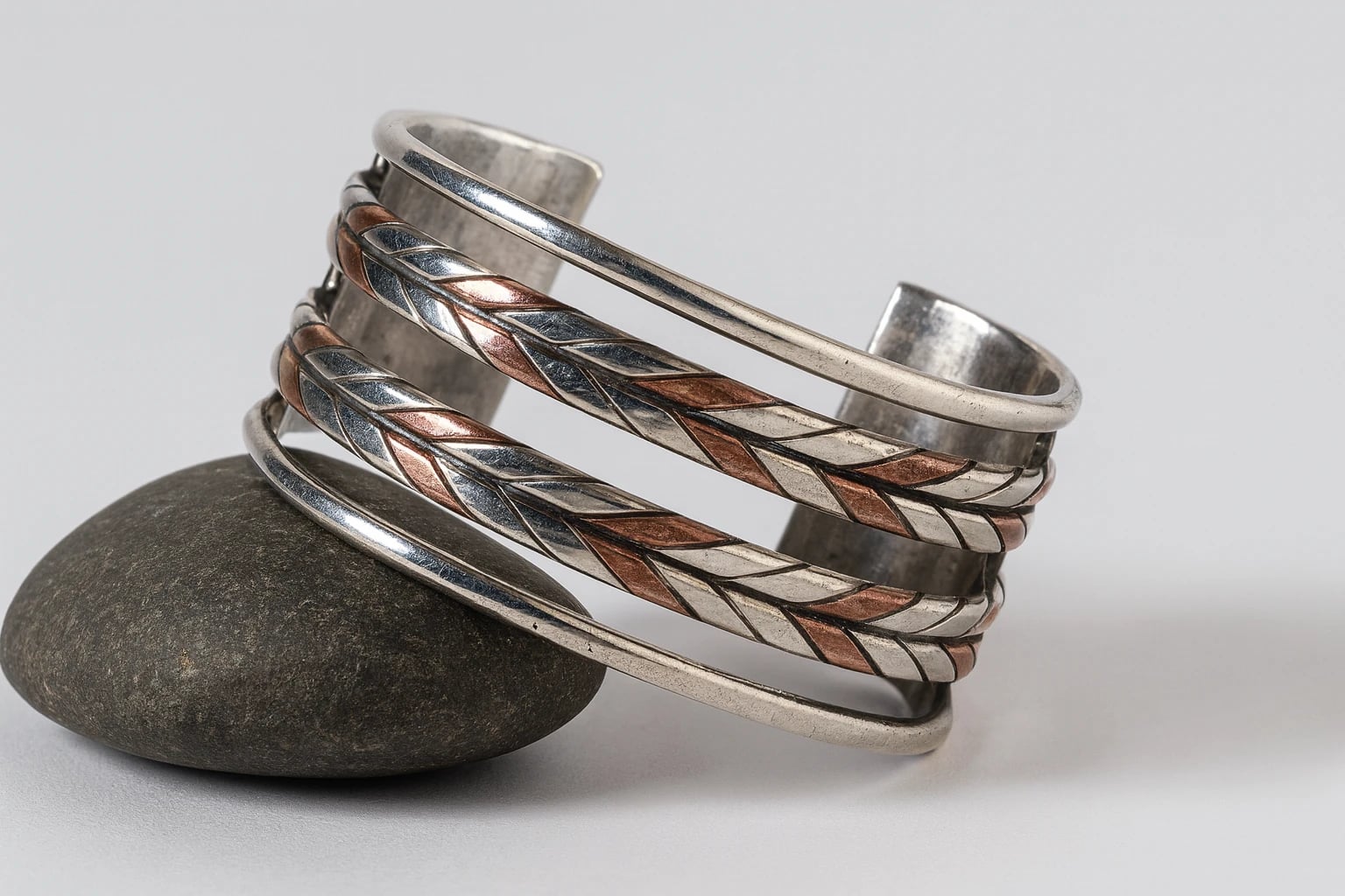 William Spratling Braided Silver and Copper Cuff Bracelet