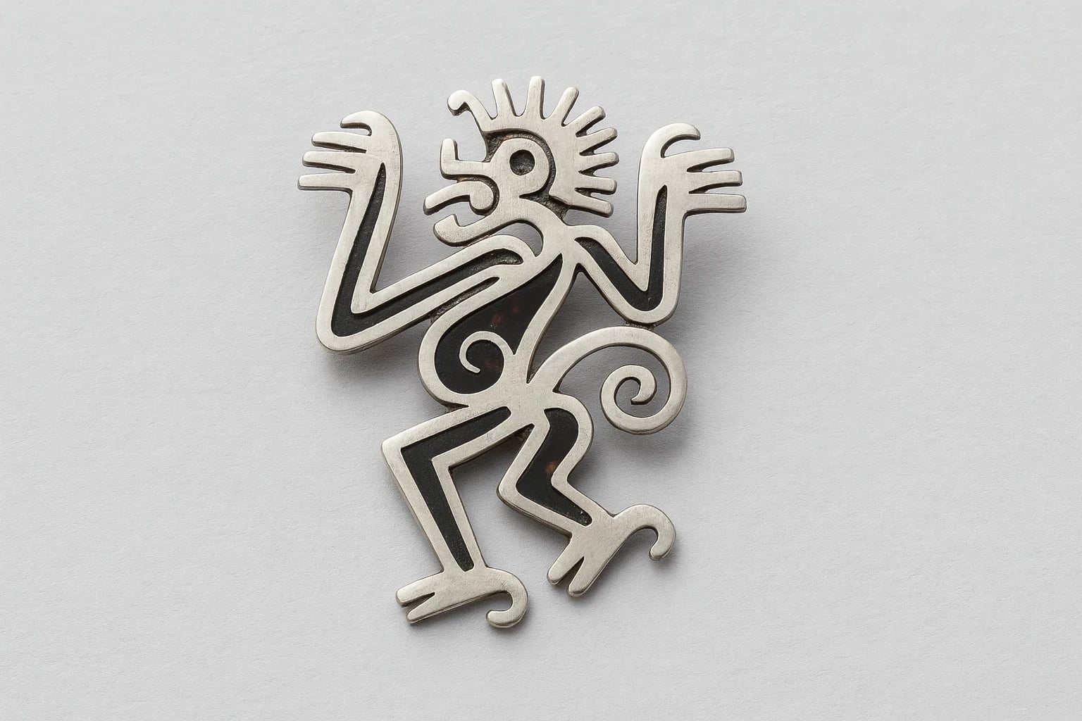 William Spratling Monkey Brooch Inset with Tortoise Shell