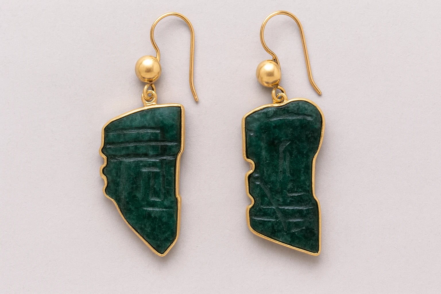 William Spratling Jade and Gold Earrings