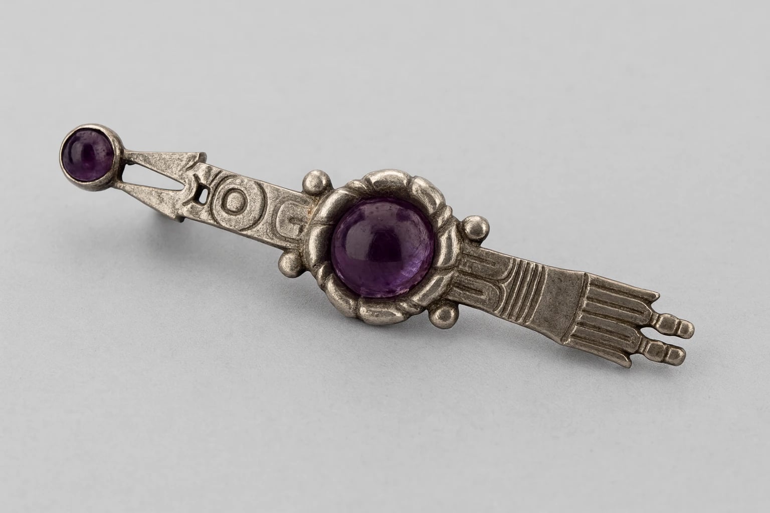 William Spratling Double Arrow Brooch with Amethyst