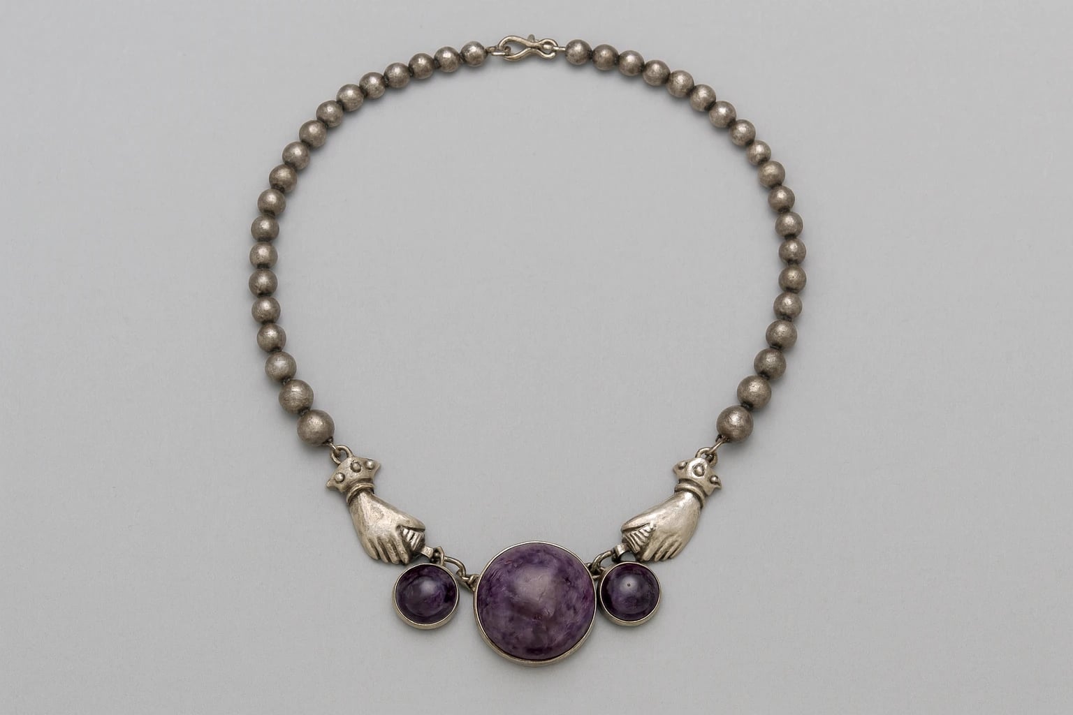 William Spratling Amethyst Hands Necklace