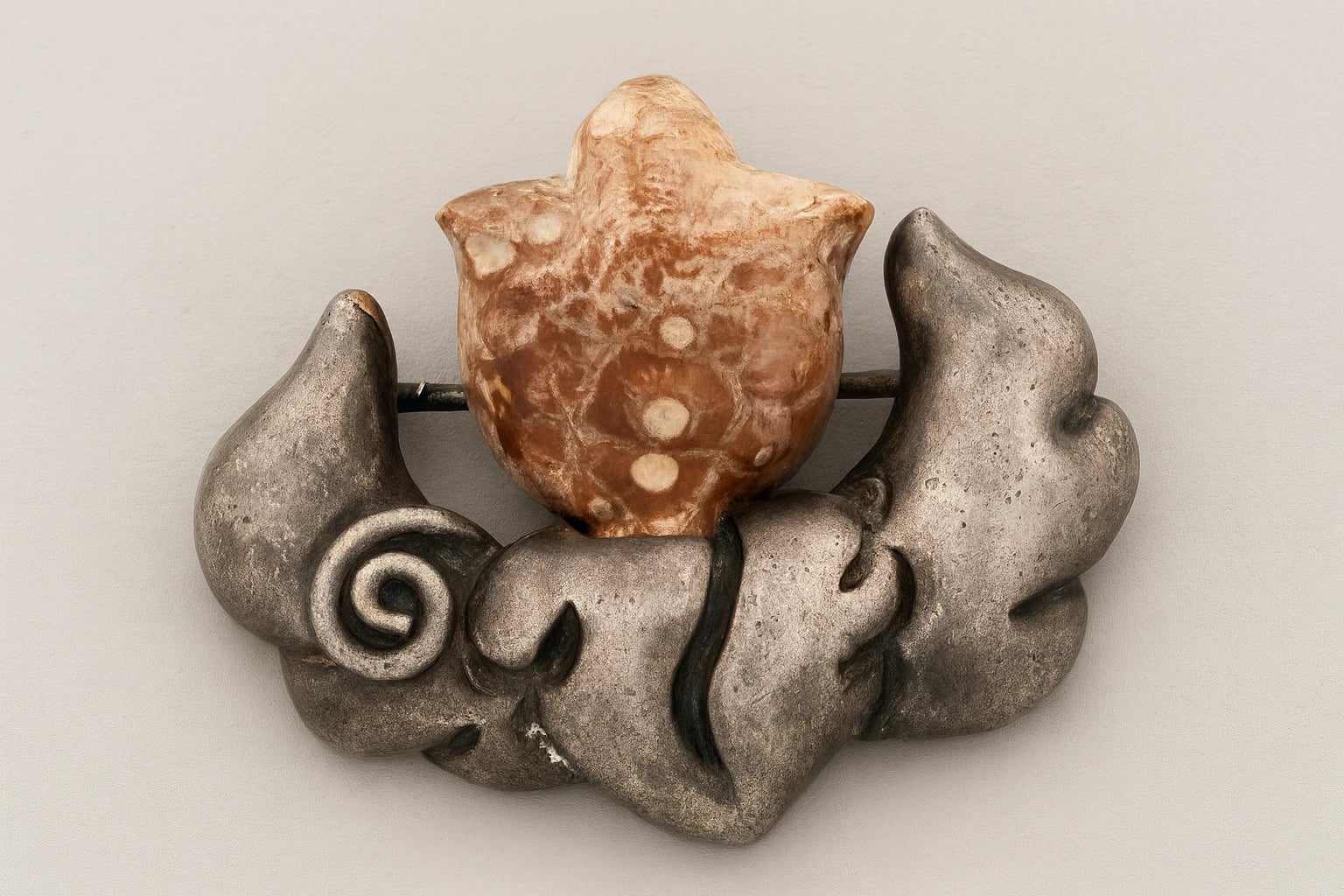 William Spratling Chalcedony Flower Brooch