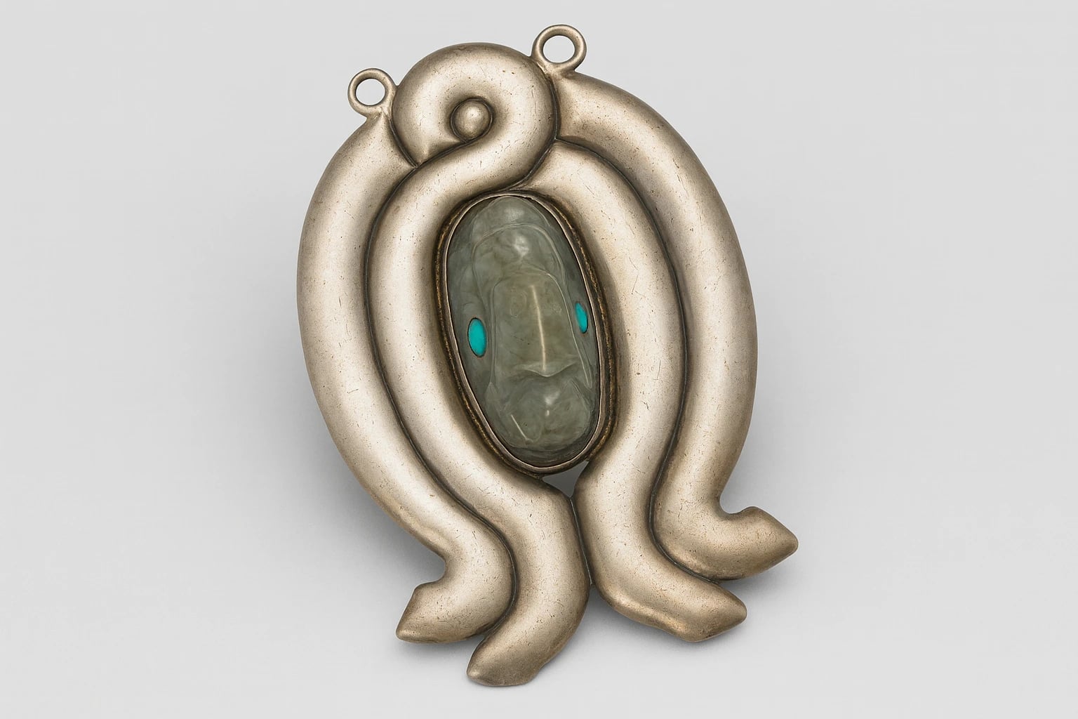 William Spratling Pre-Columbian Greenstone Bird Brooch/Pendant