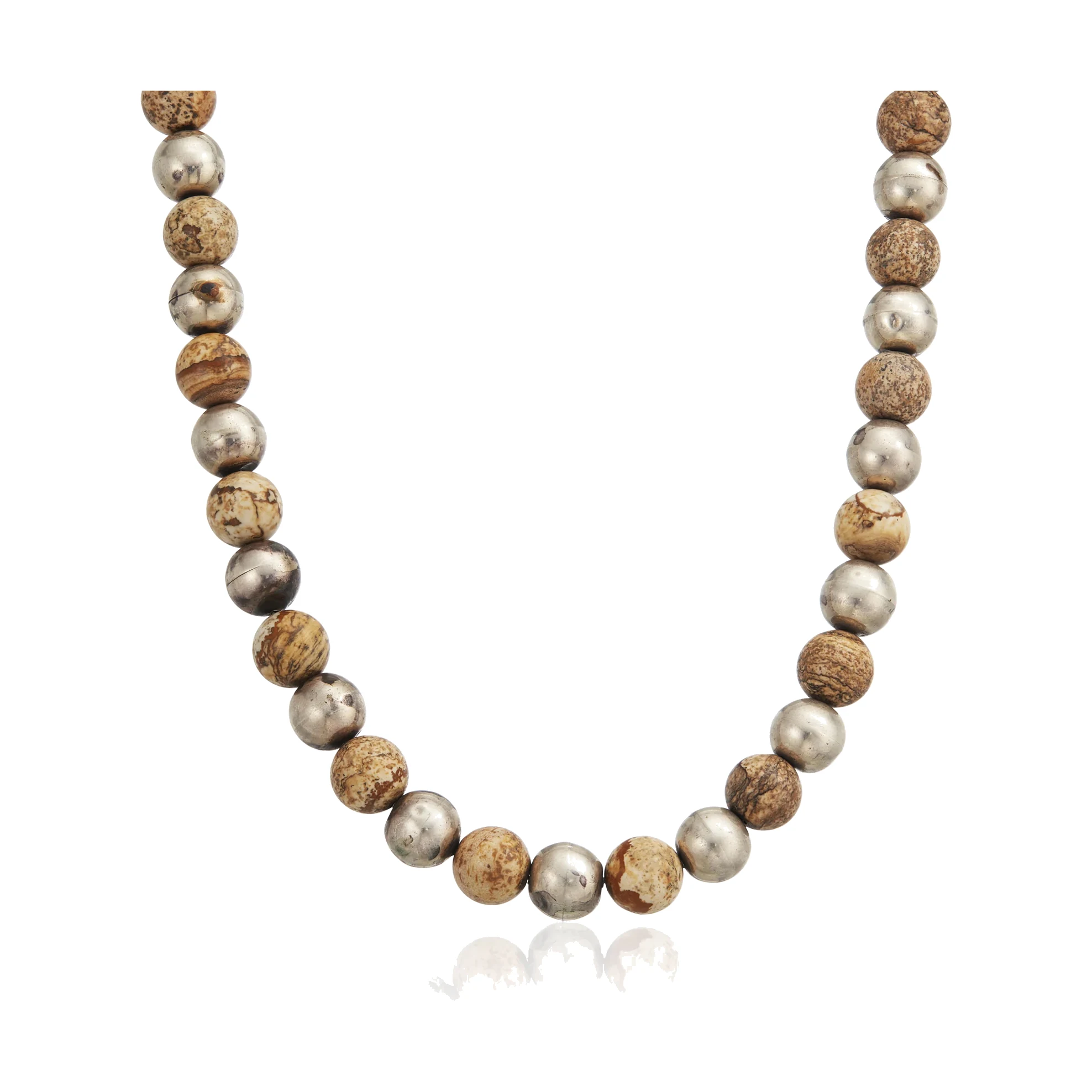 William Spratling Picture Jasper and Silver Bead Necklace